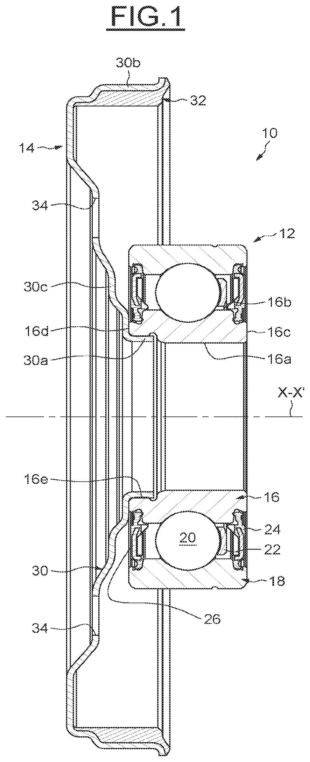 Patent US12092163 — Method for mounting a sensor bearing unit, and sensor bearing unit adapted to such a method — Figure 1