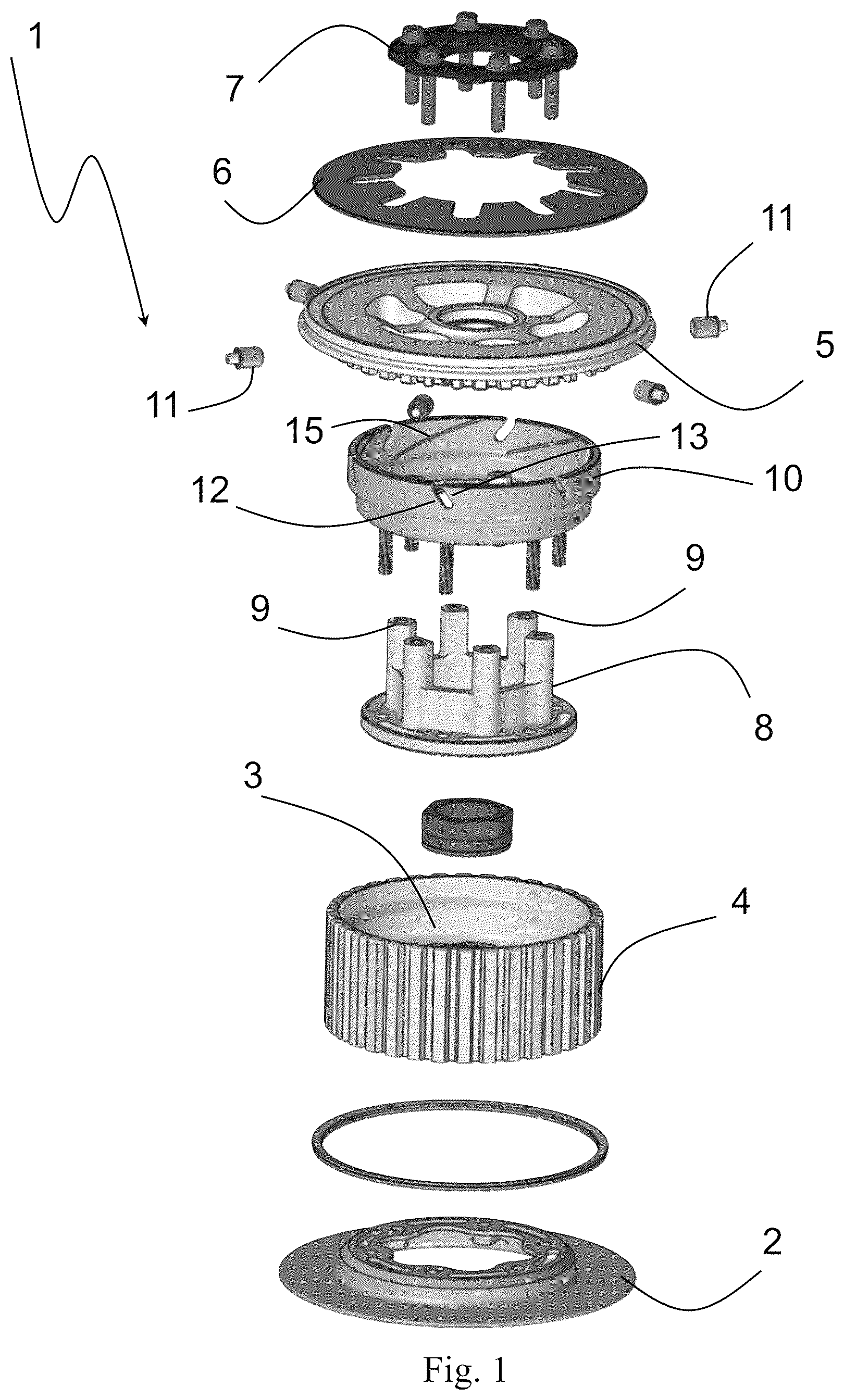 Patent US12092165 — HUB for a servo clutch with slipper function of a handlebar vehicle — Figure 1