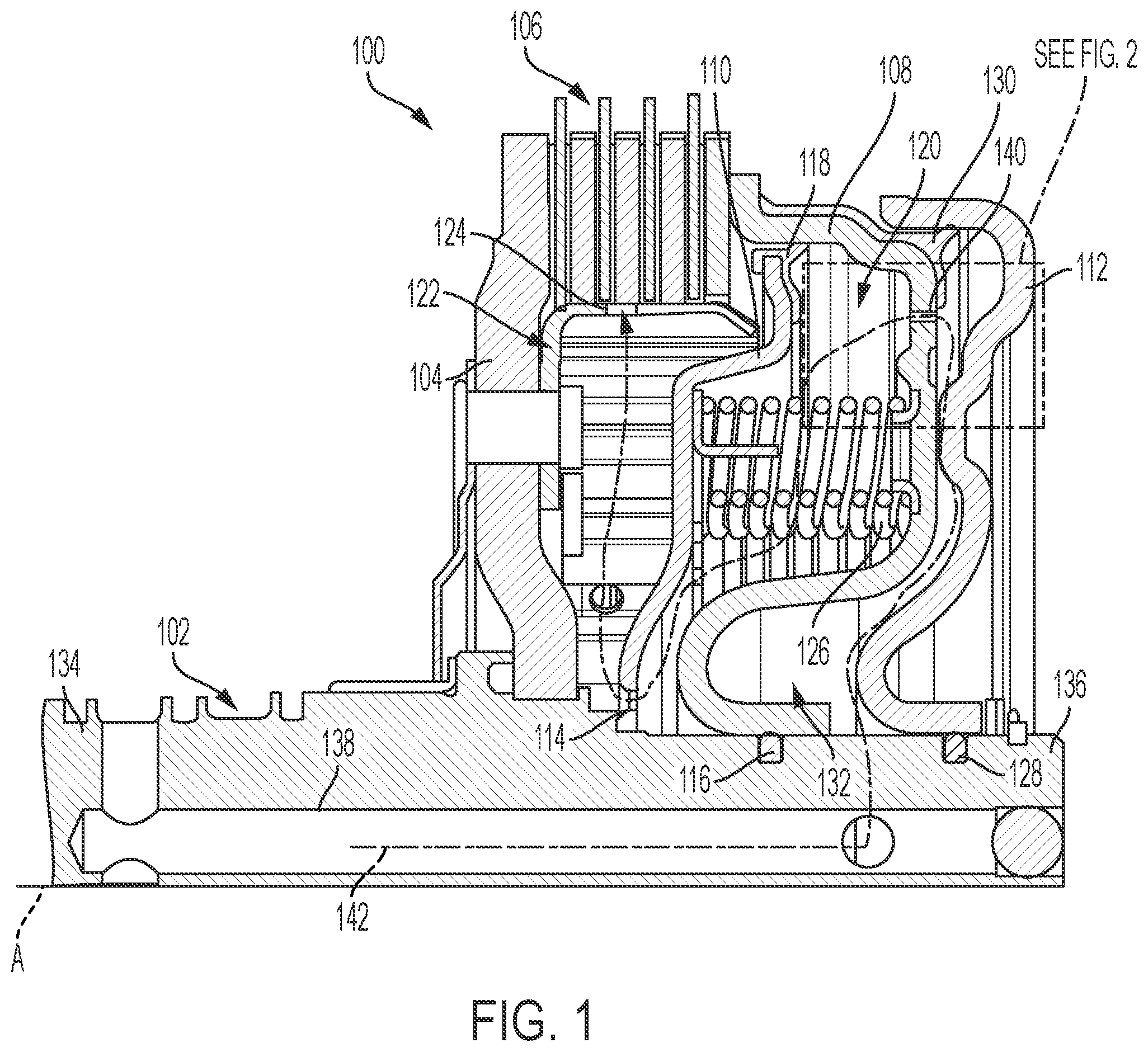 Patent US12092168 — Disconnect clutch piston cooling flow port — Figure 1