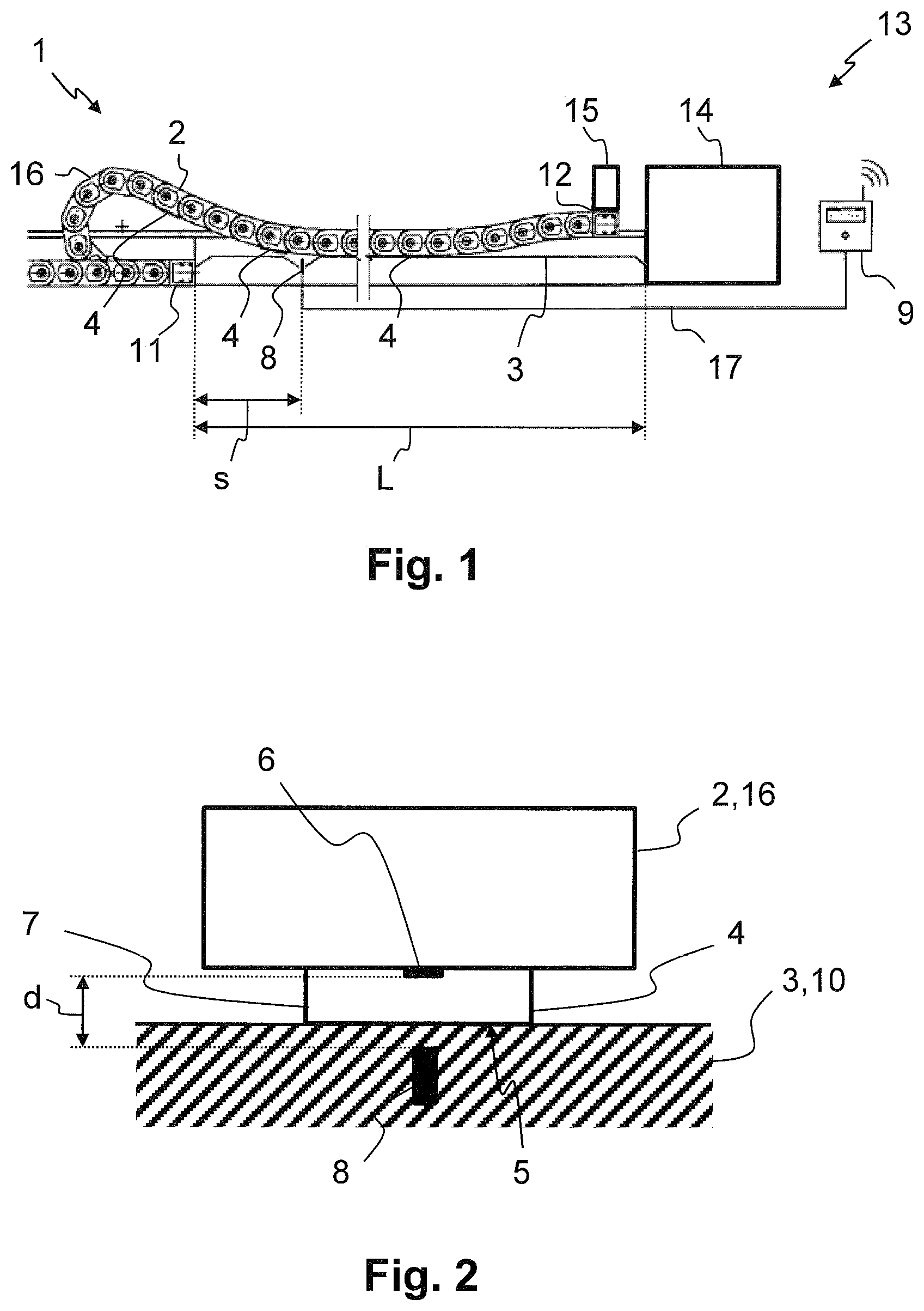 Patent US12092187 — Device comprising an energy chain and a sliding table — Figure 1