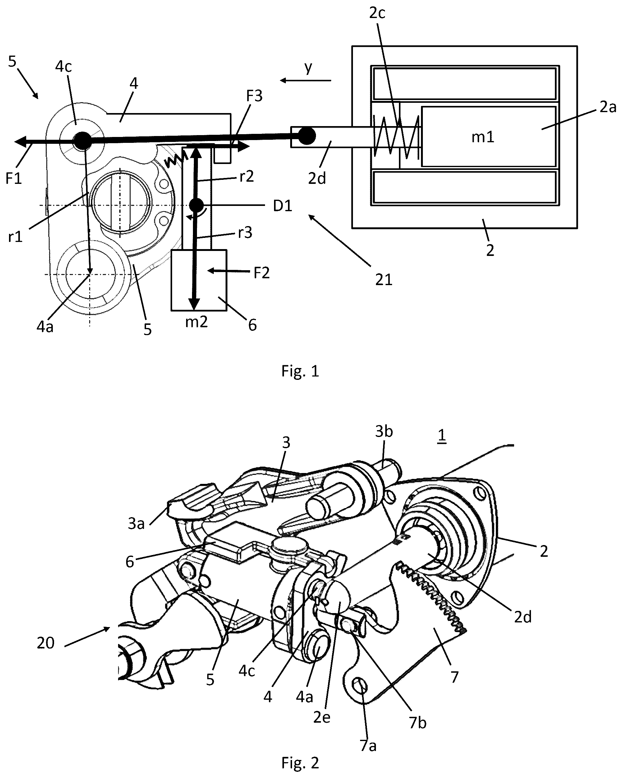 Patent US12092212 — Parking brake assembly with emergency actuator with passive acceleration compensation, and method for preventing undesired triggering of the emergency actuator — Figure 1