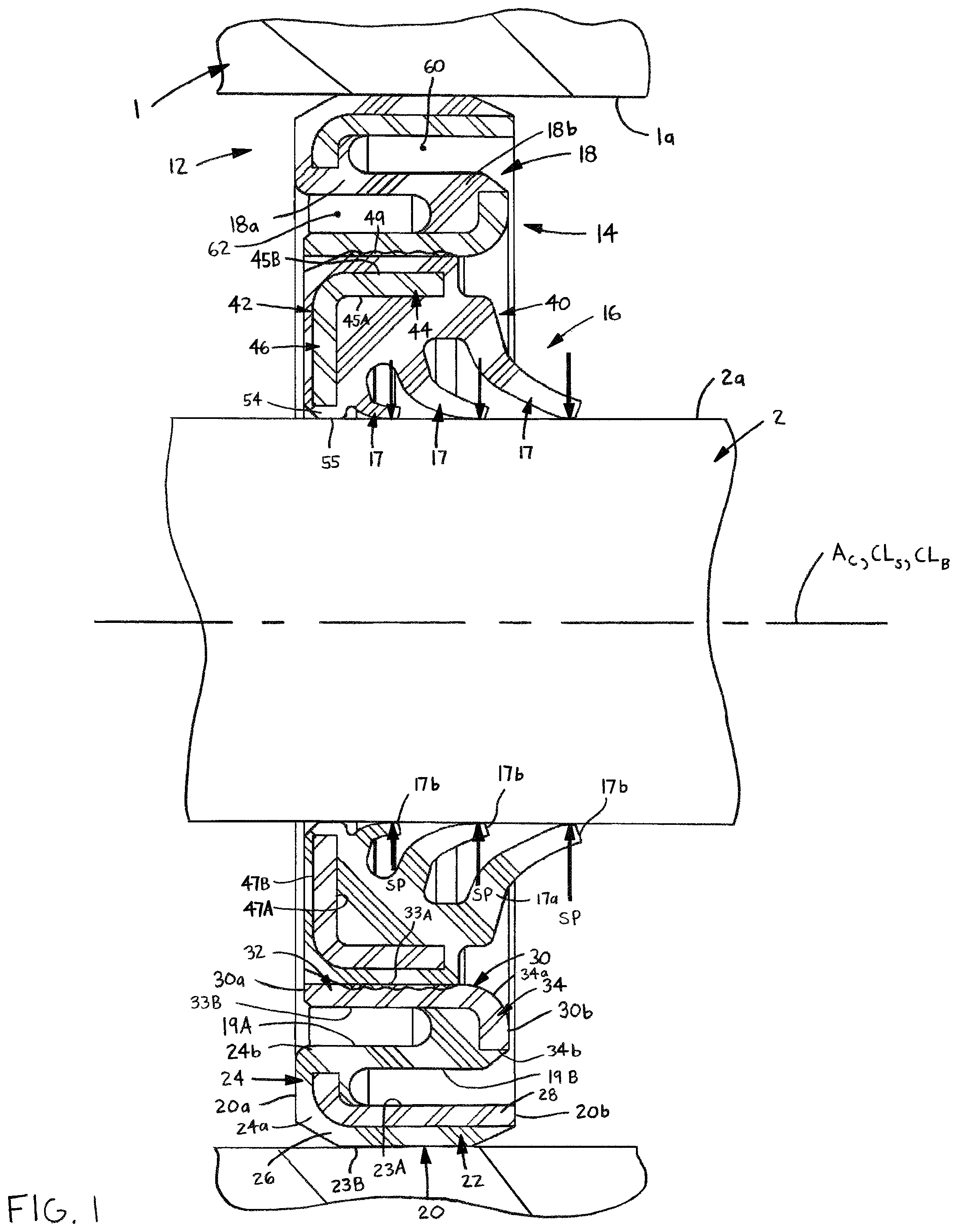 Patent US12092218 Figure 1 – Seal assembly with deflectable coupler for centering a sealing member