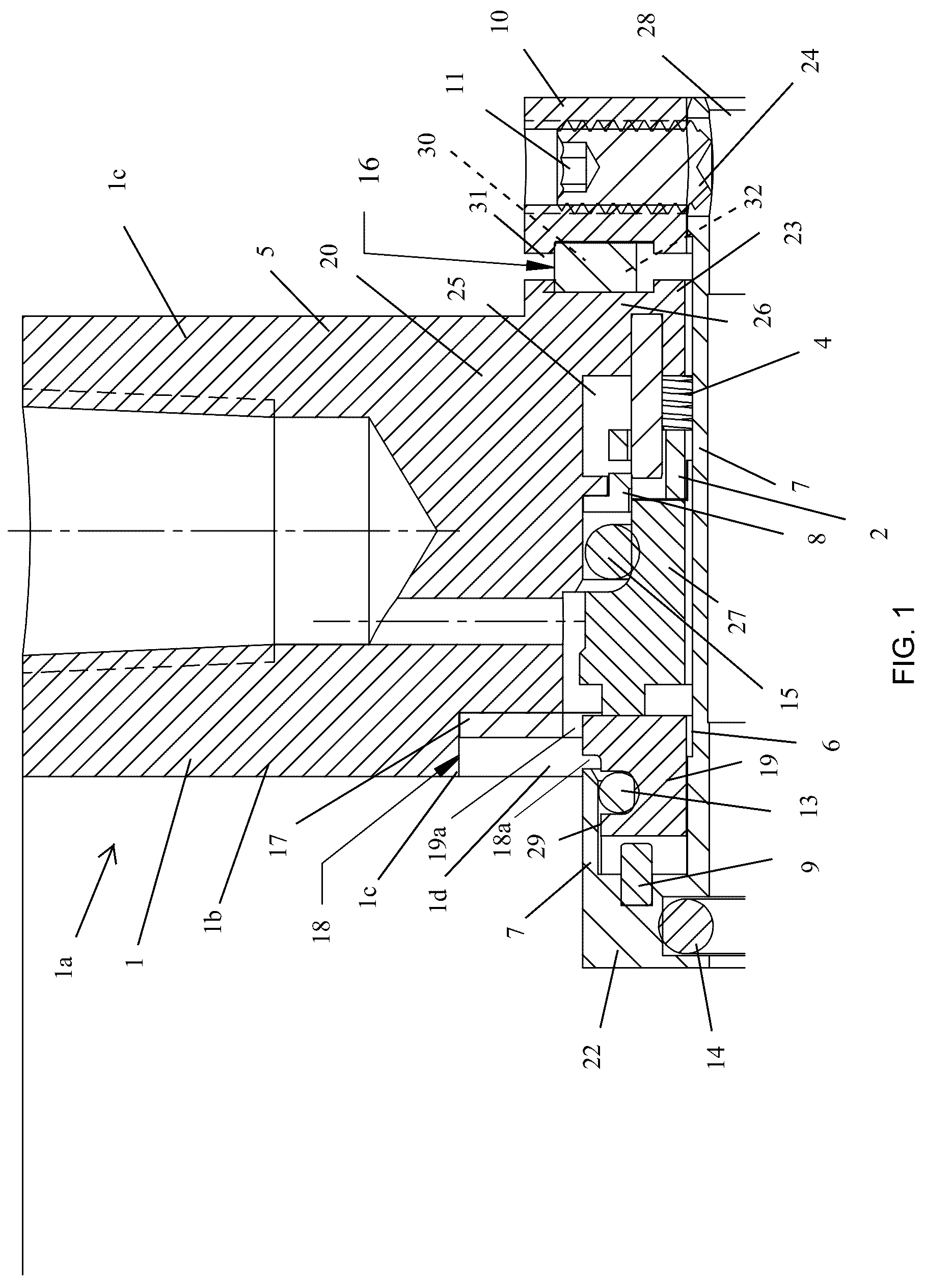 Patent US12092219 Figure 1 – Mechanical seal assembly with pilot register for alignment