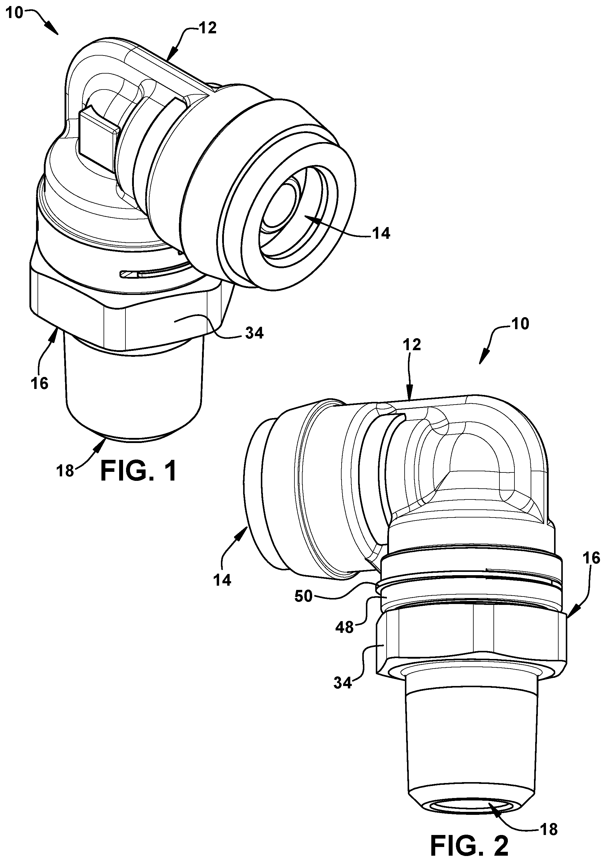 Patent US12092245 Figure 1 – Lockable swivel fitting assembly