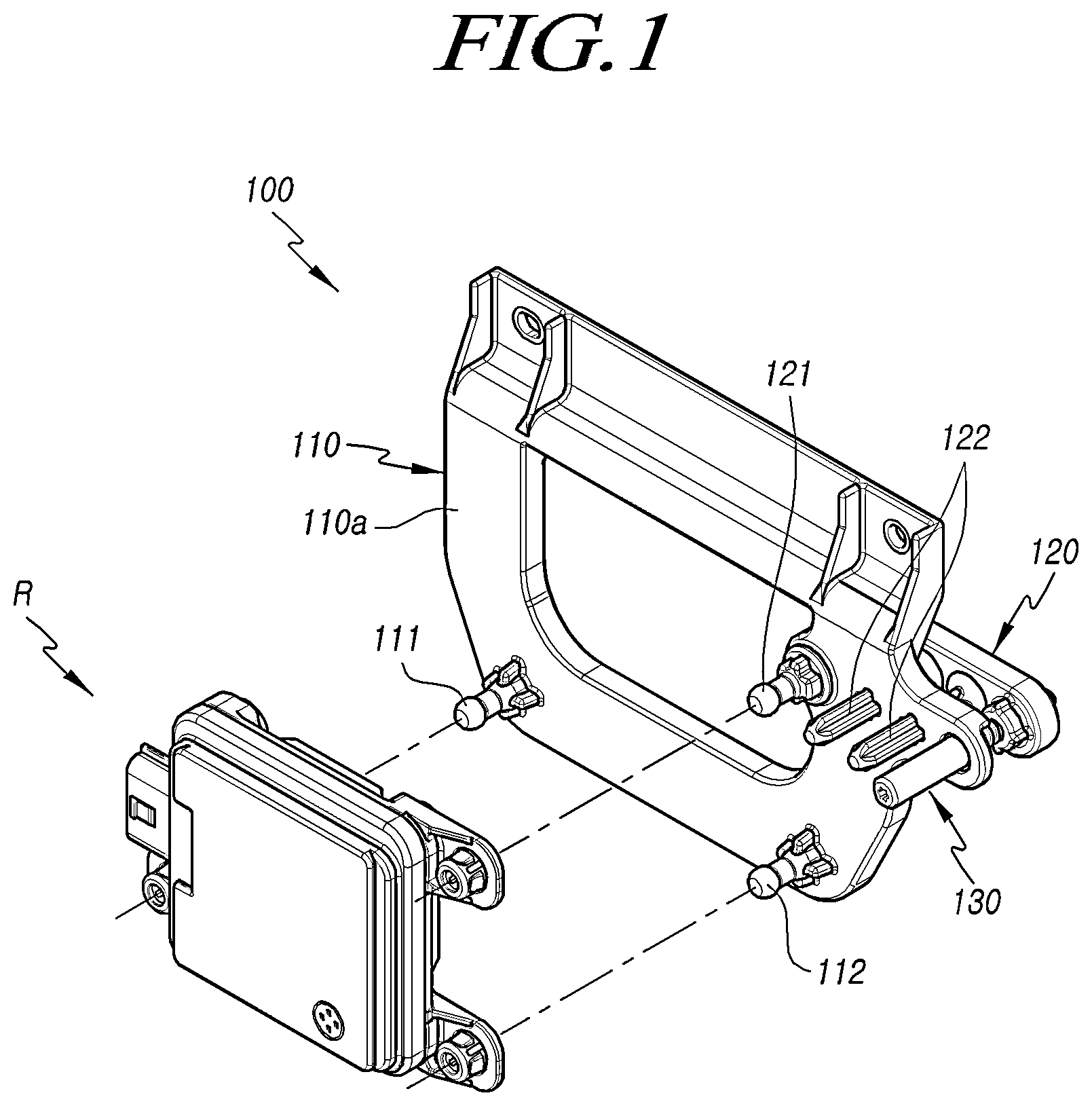 Patent US12092260 — Mounting bracket assembly for radar device — Figure 1