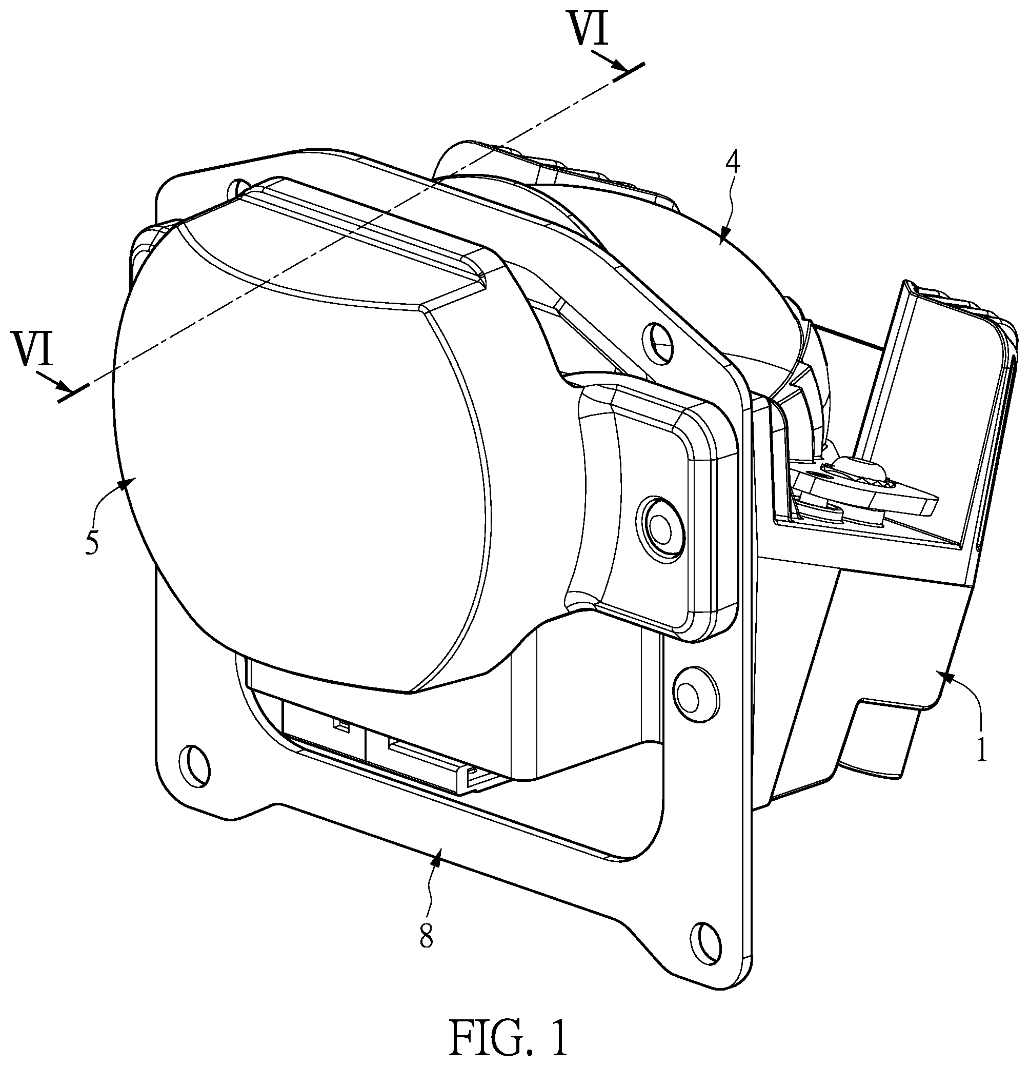 Patent US12092284 — Vehicle lamp having switching structure for low-beam and high-beam headlights — Figure 1