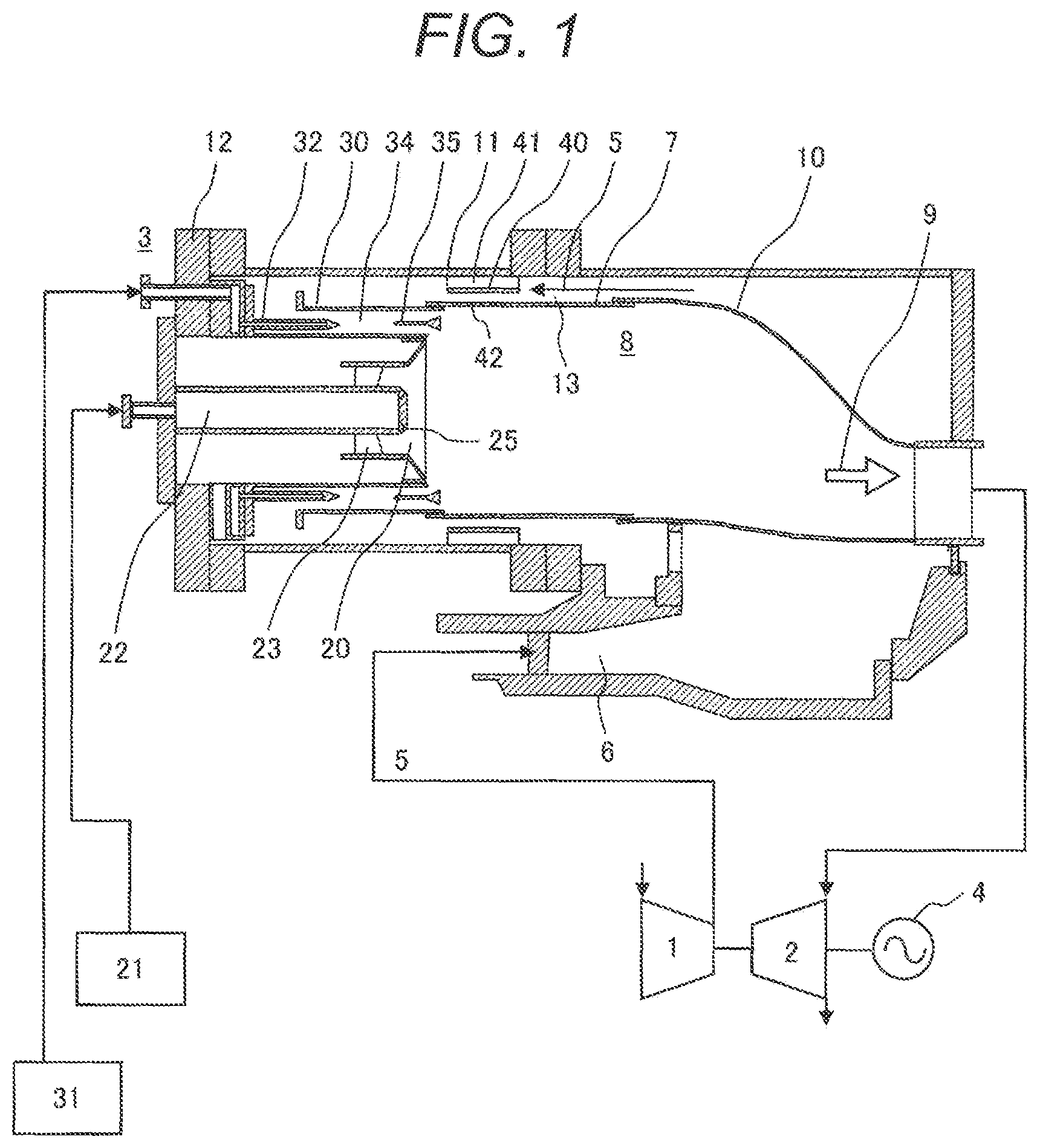 Patent US12092330 — Gas turbine combuster — Figure 1
