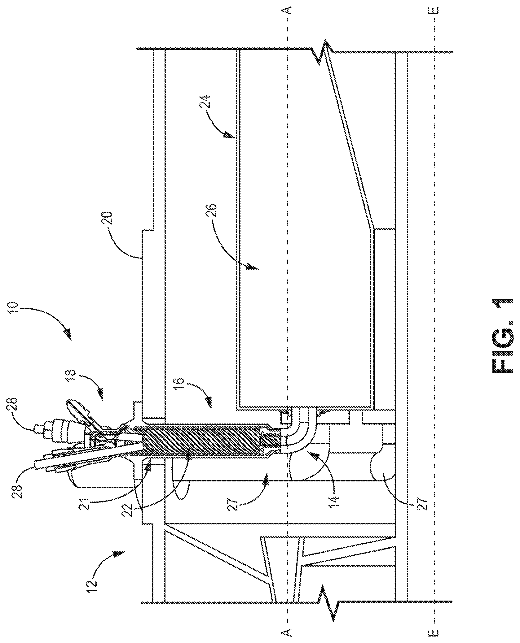 Patent US12092333 — Radially oriented internally mounted continuous ignition device — Figure 1