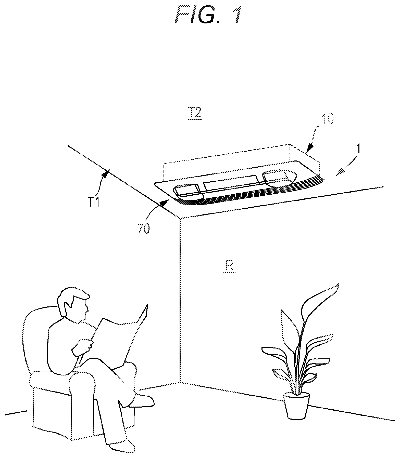 Patent US12092346 Figure 1 – Ceiling-embedded air conditioner