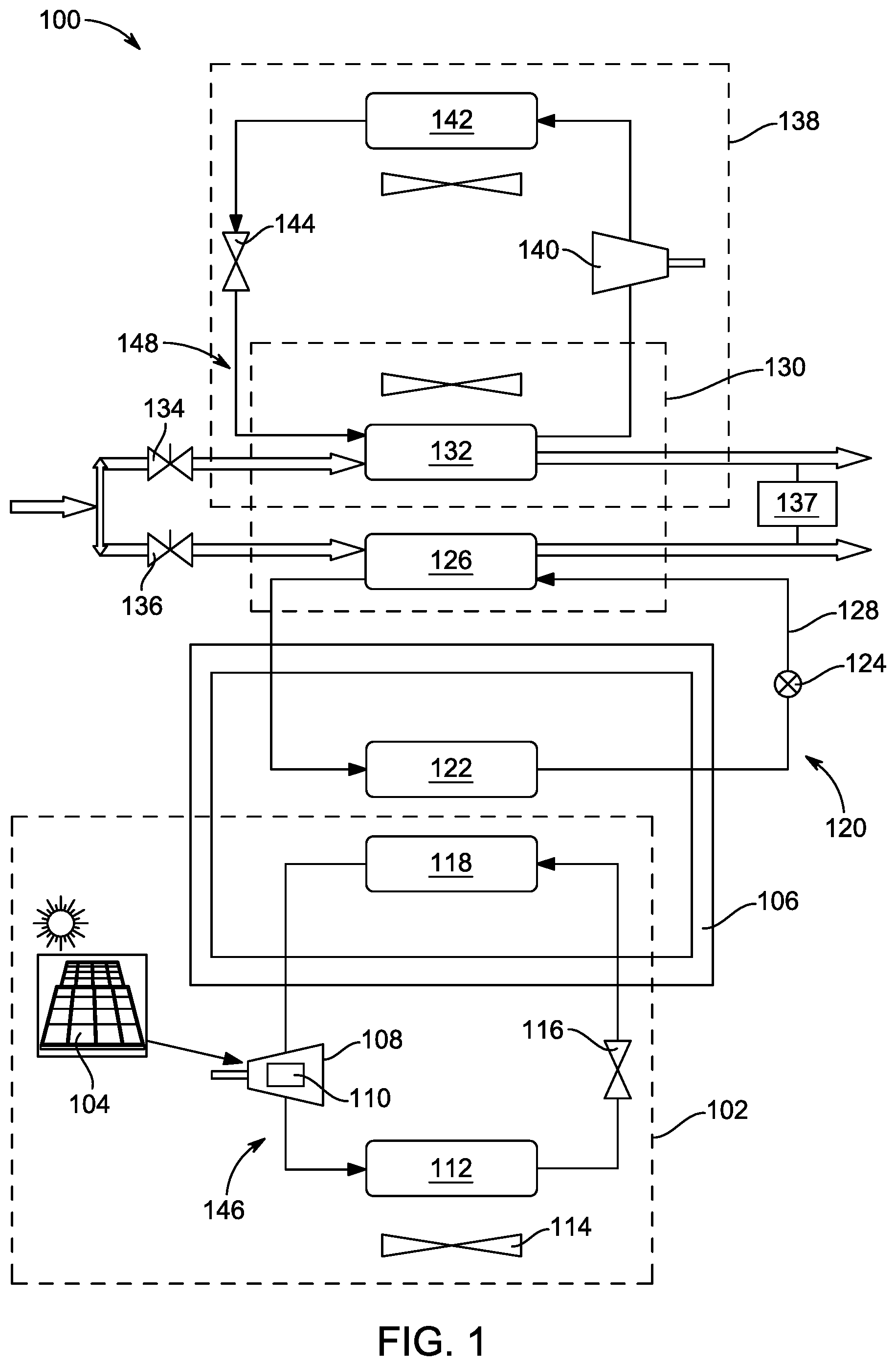 Patent US12092360 — Solar photovoltaic powered phase change material thermal energy storage system — Figure 1