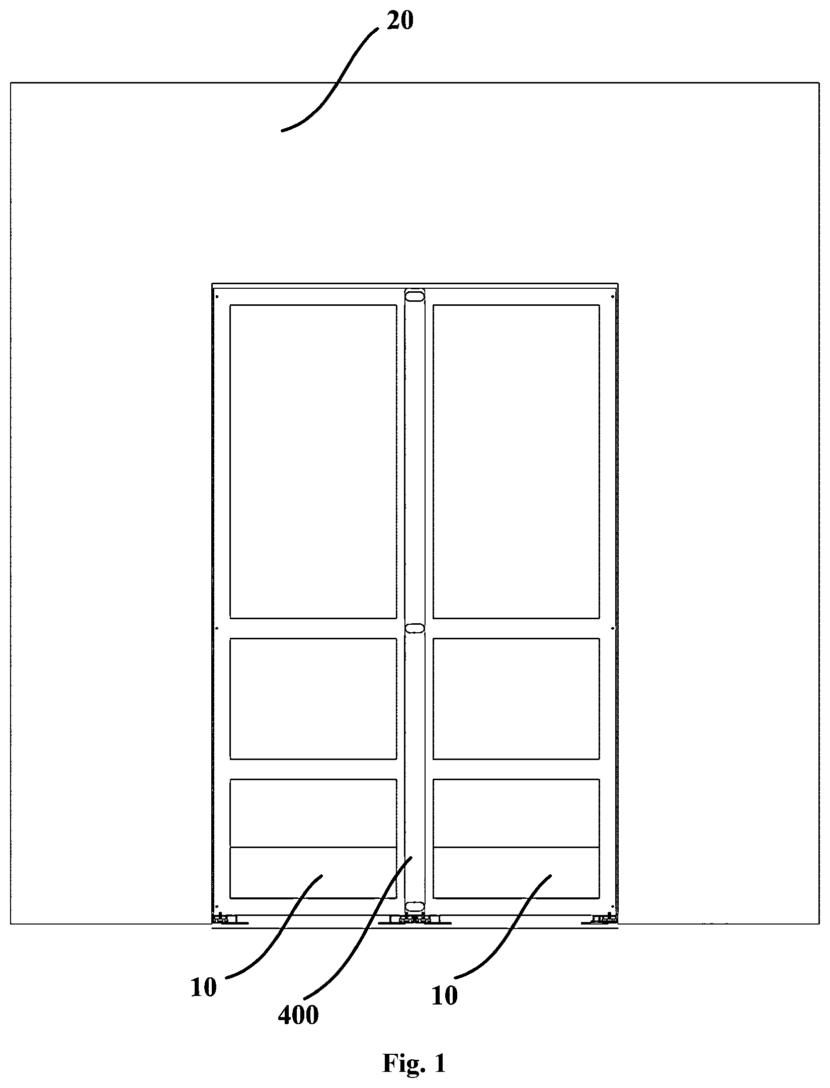 Patent US12092389 — Built-in refrigerator and installation device and auxiliary installation assembly therefor — Figure 1
