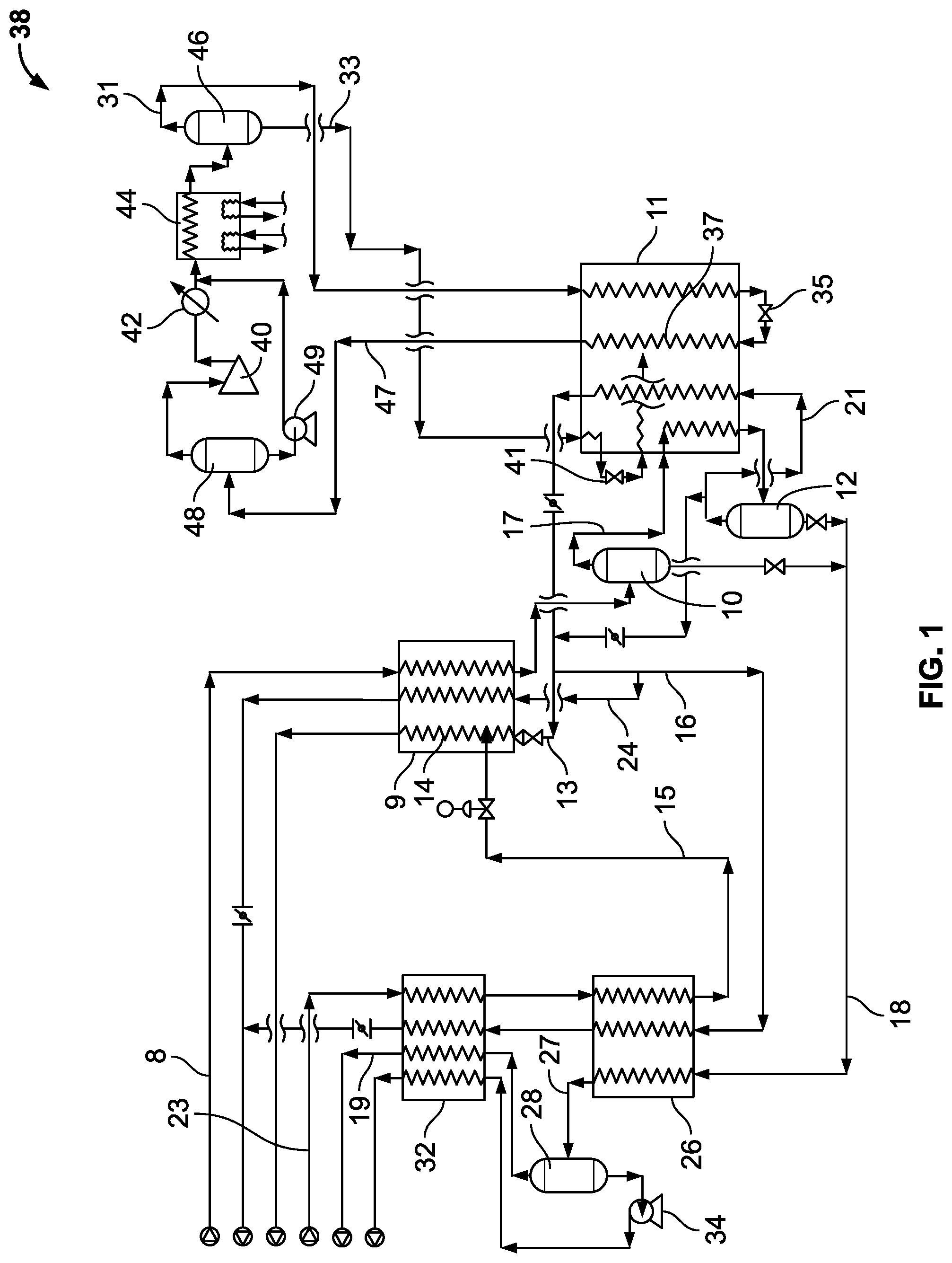 Patent US12092392 — Dehydrogenation separation unit with mixed refrigerant cooling — Figure 1