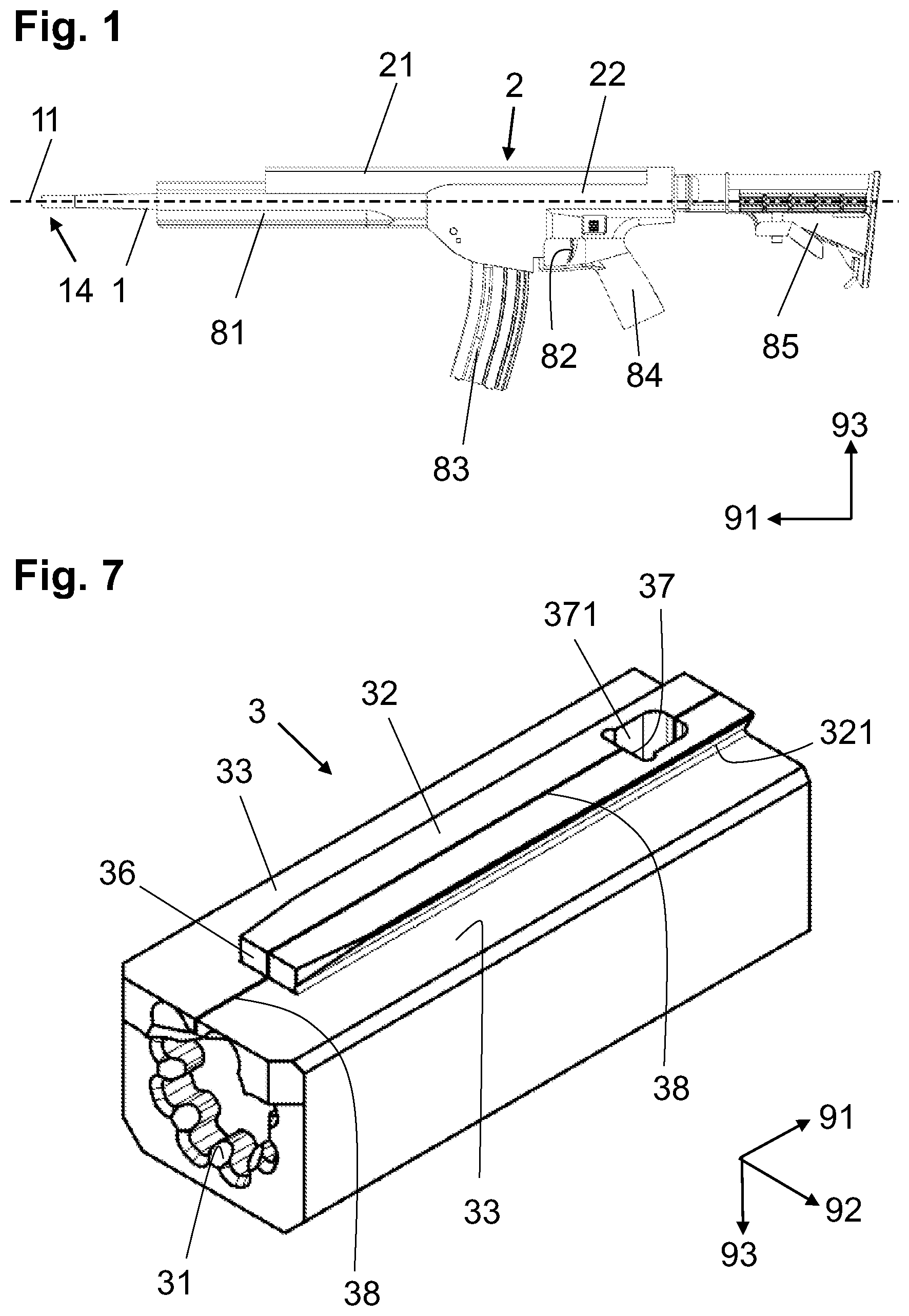 Patent US12092413 Figure 1 – Firearm with barrel clamp