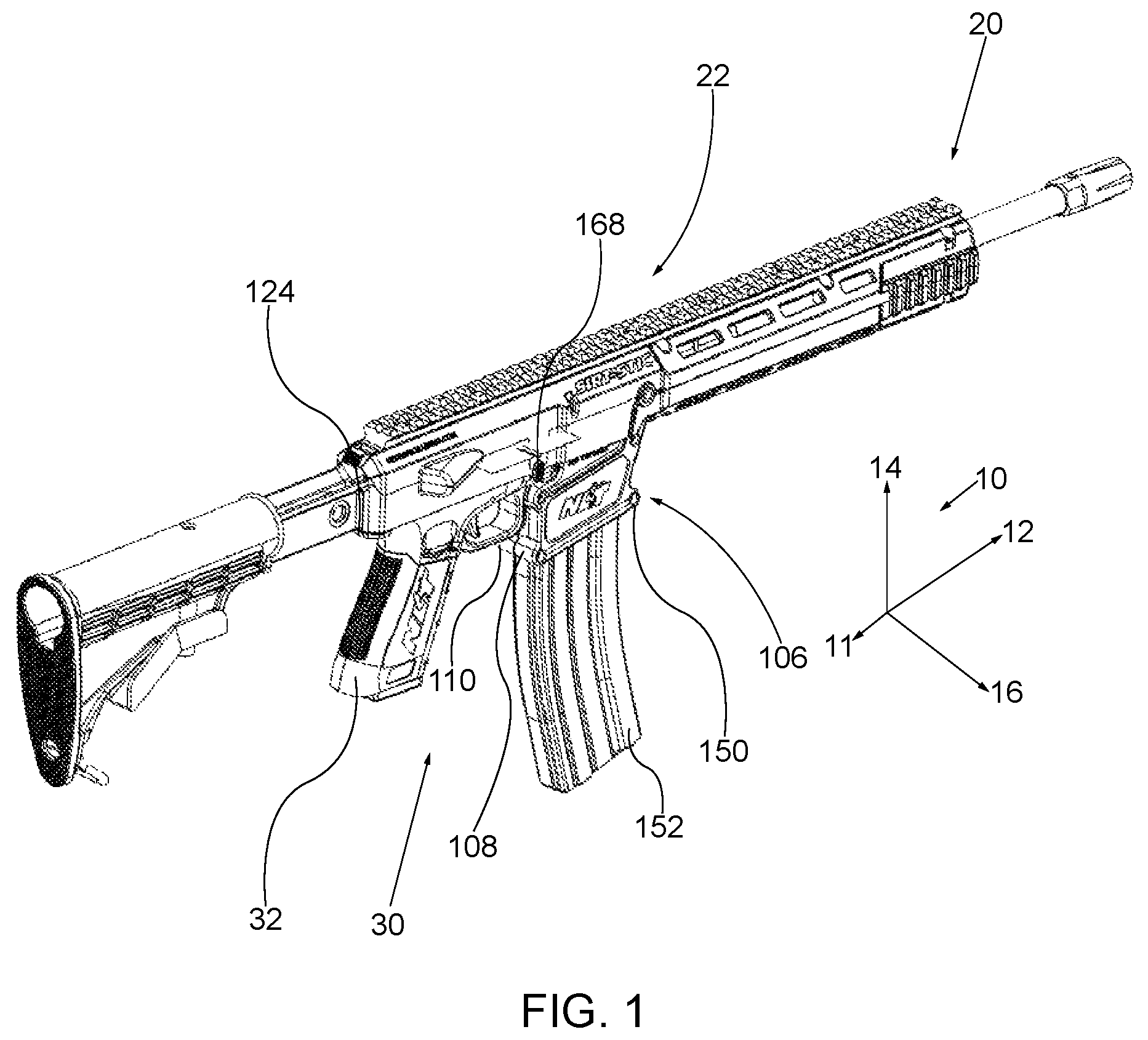 Patent US12092418 — Integrated pistol and rifle training method and apparatus — Figure 1