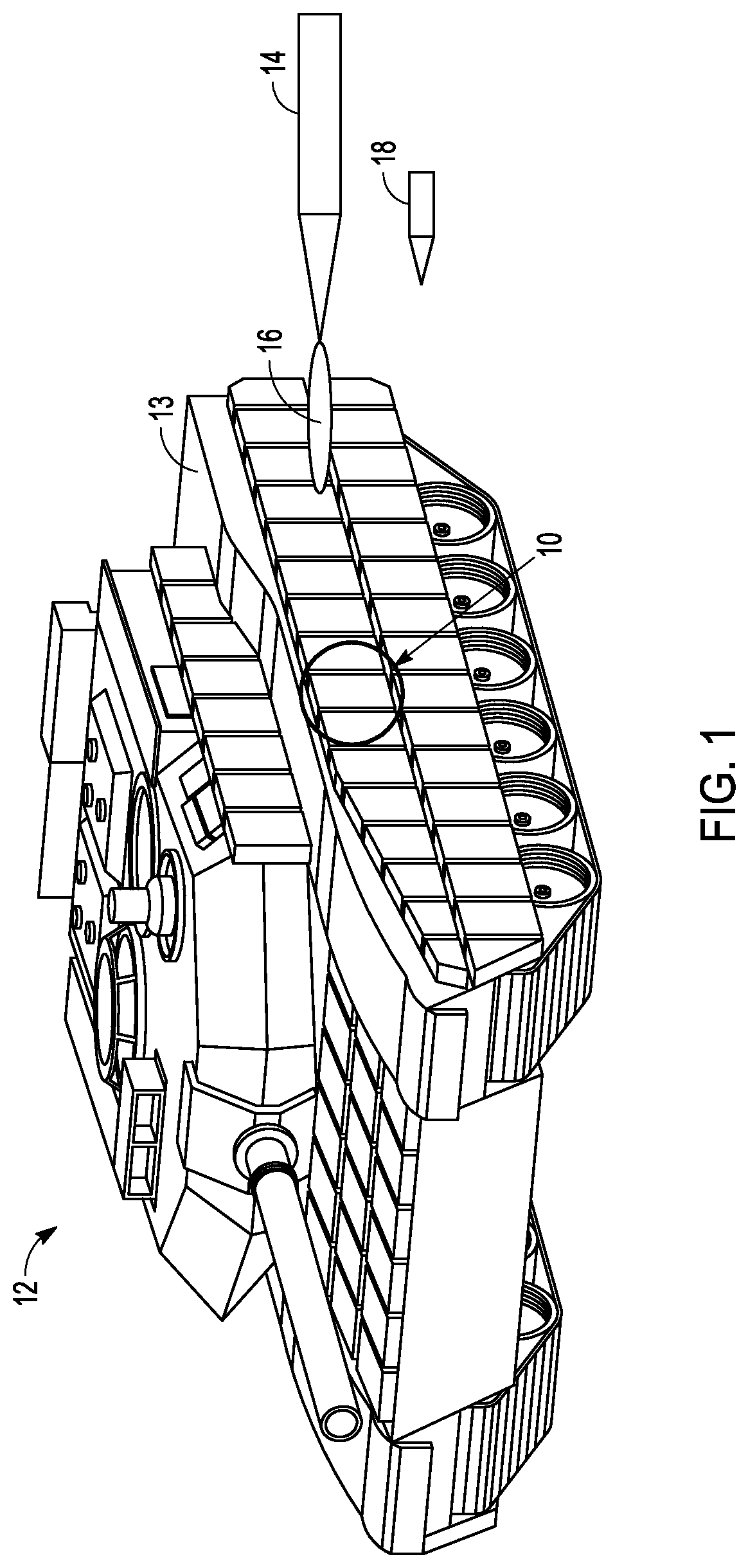Patent US12092434 — Asymmetric explosive reactive armor (ERA) — Figure 1