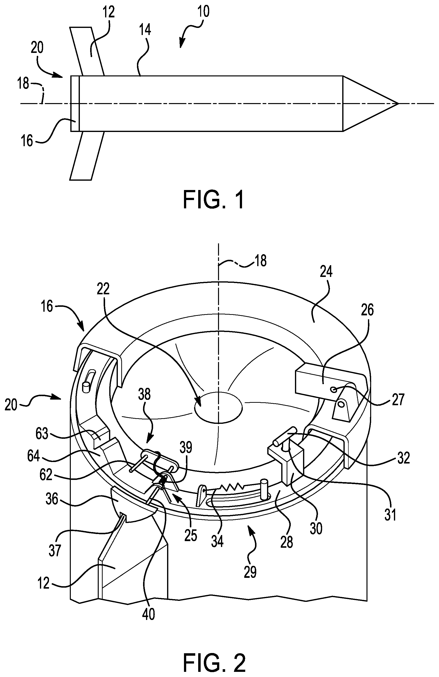 Patent US12092436 — Control surface restraining system for tactical flight vehicles — Figure 1