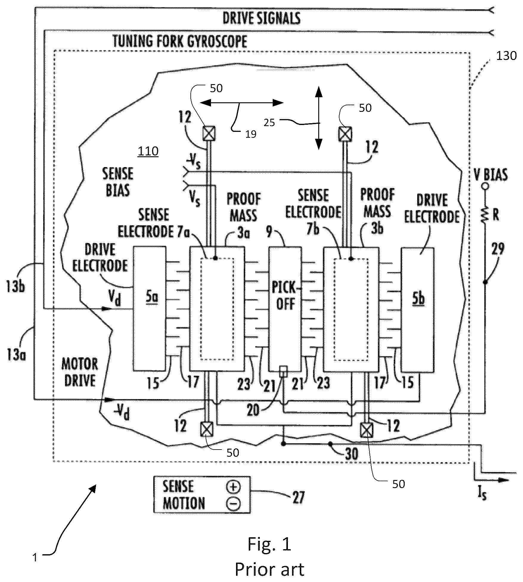 Patent US12092460 — Silicon MEMS gyroscopes with upper and lower sense plates — Figure 1