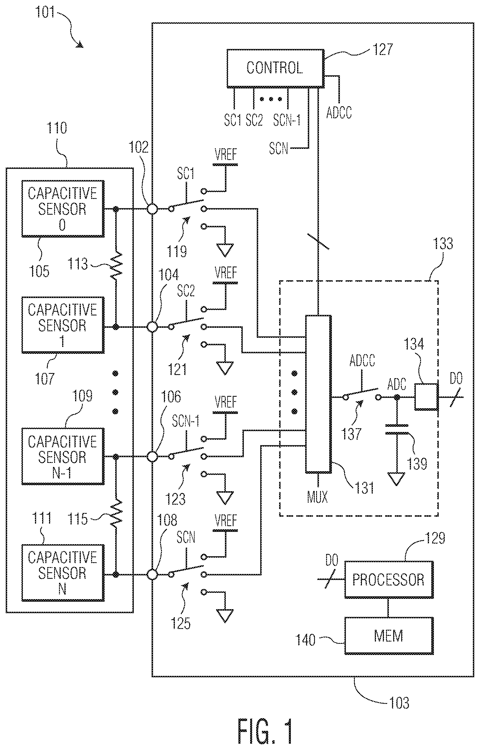 Patent US12092496 — Capacitive sensing — Figure 1