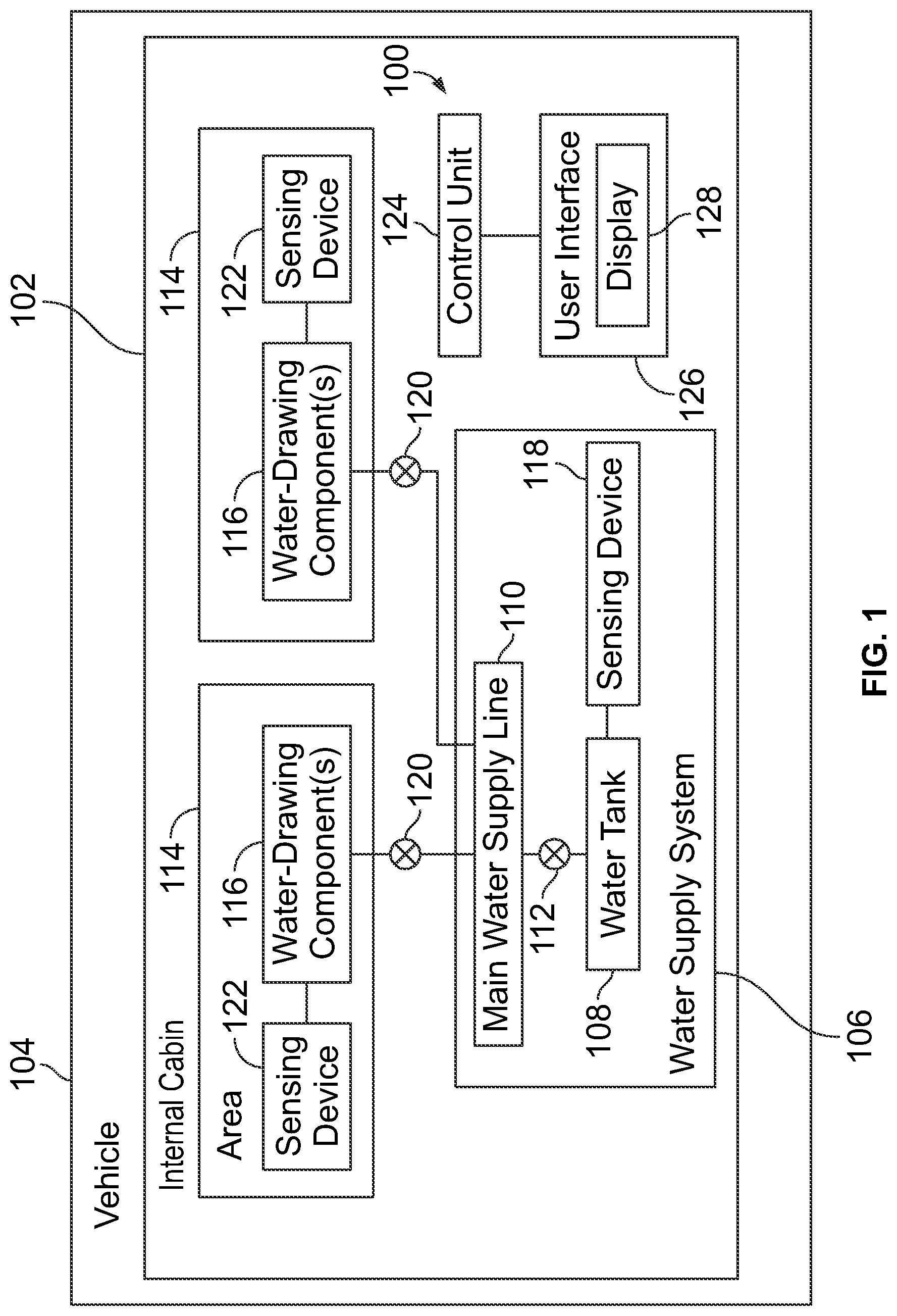 Patent US12092550 — Water leak detection systems and methods for an internal cabin of an aircraft — Figure 1