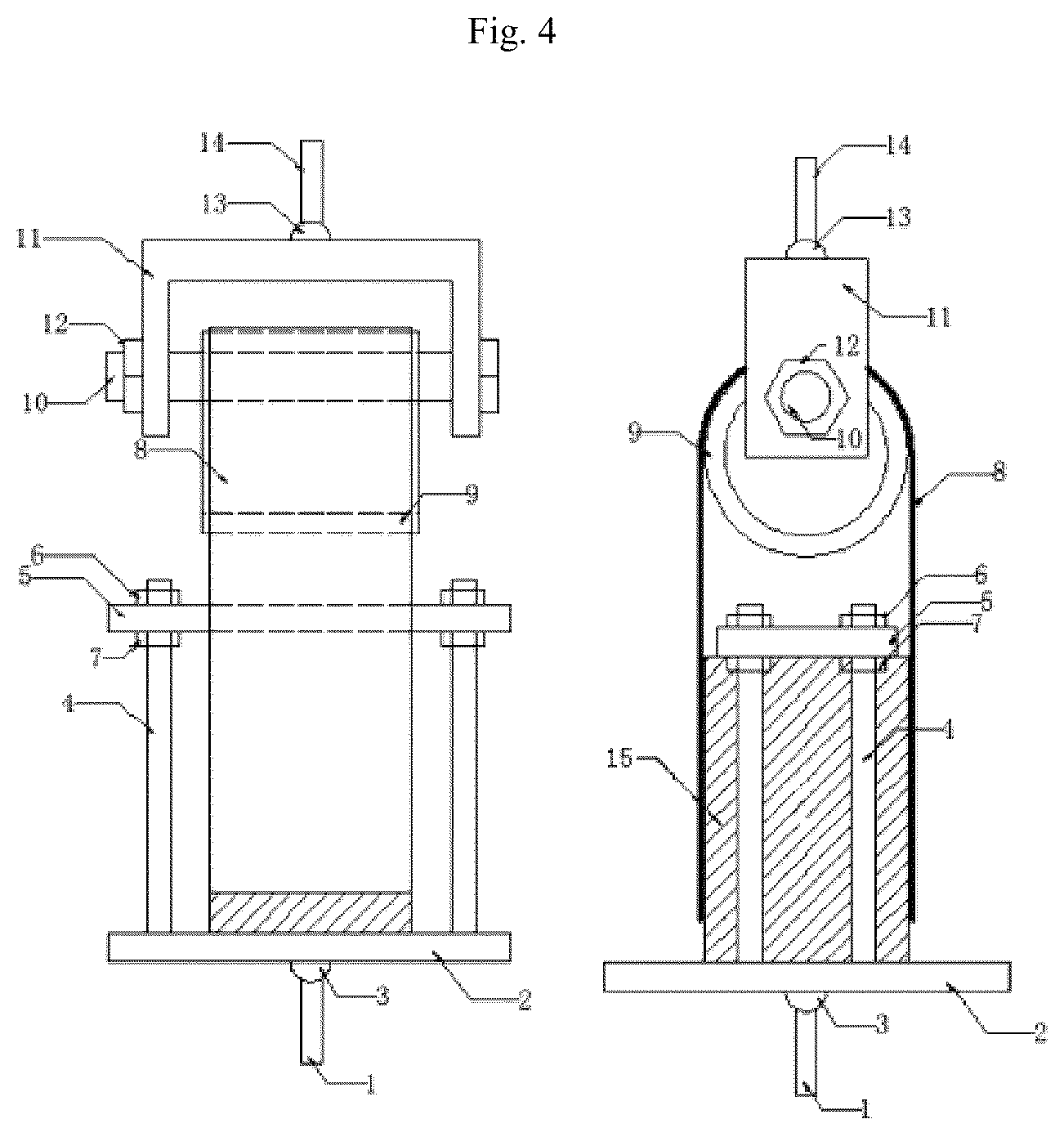 Patent US12092564 Figure 6 – Fiber reinforced polymer concrete bond testing frame