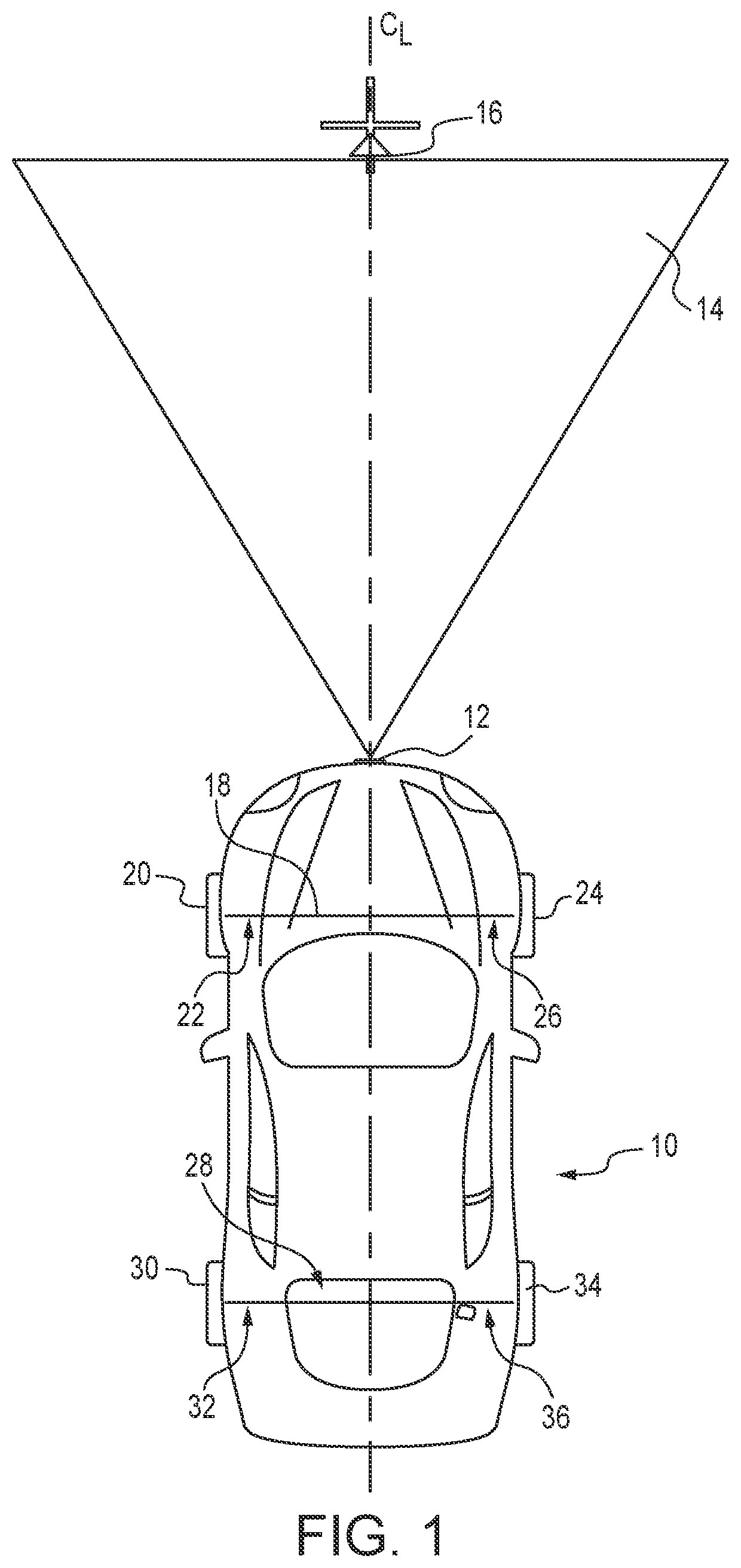 Patent US12092770 — System and apparatus for determining a vehicle centerline — Figure 1