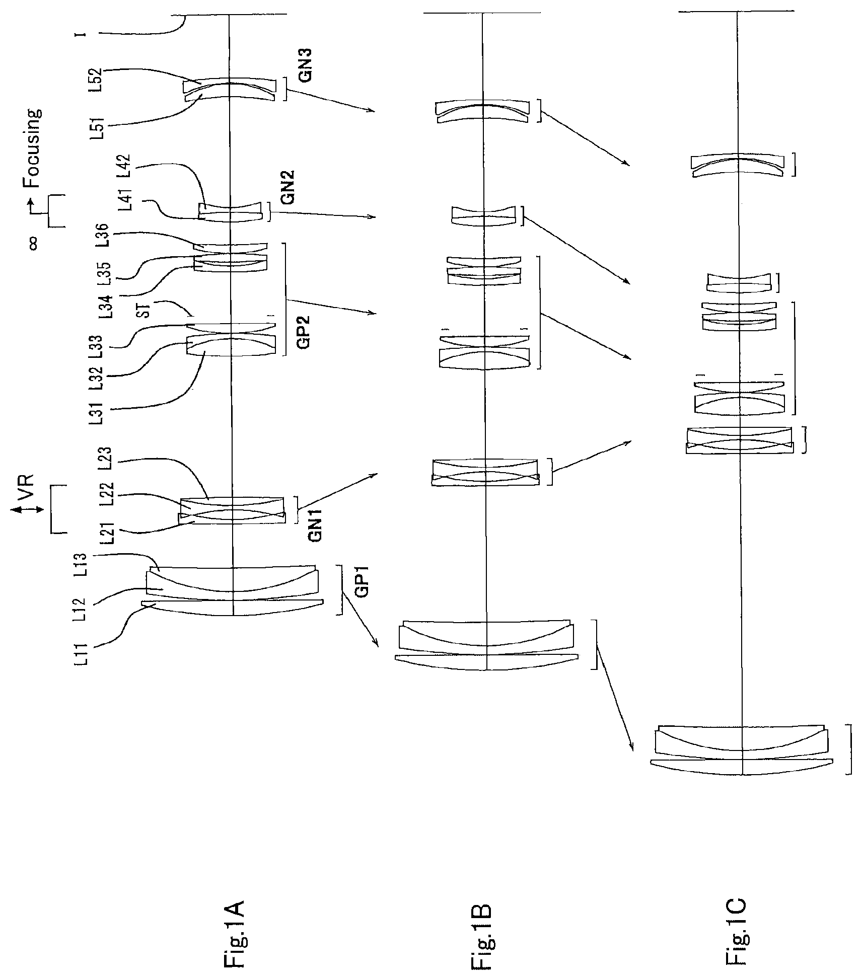 Patent US12092802 — Variable magnification optical system, optical equipment, and method for producing variable magnification optical system — Figure 1