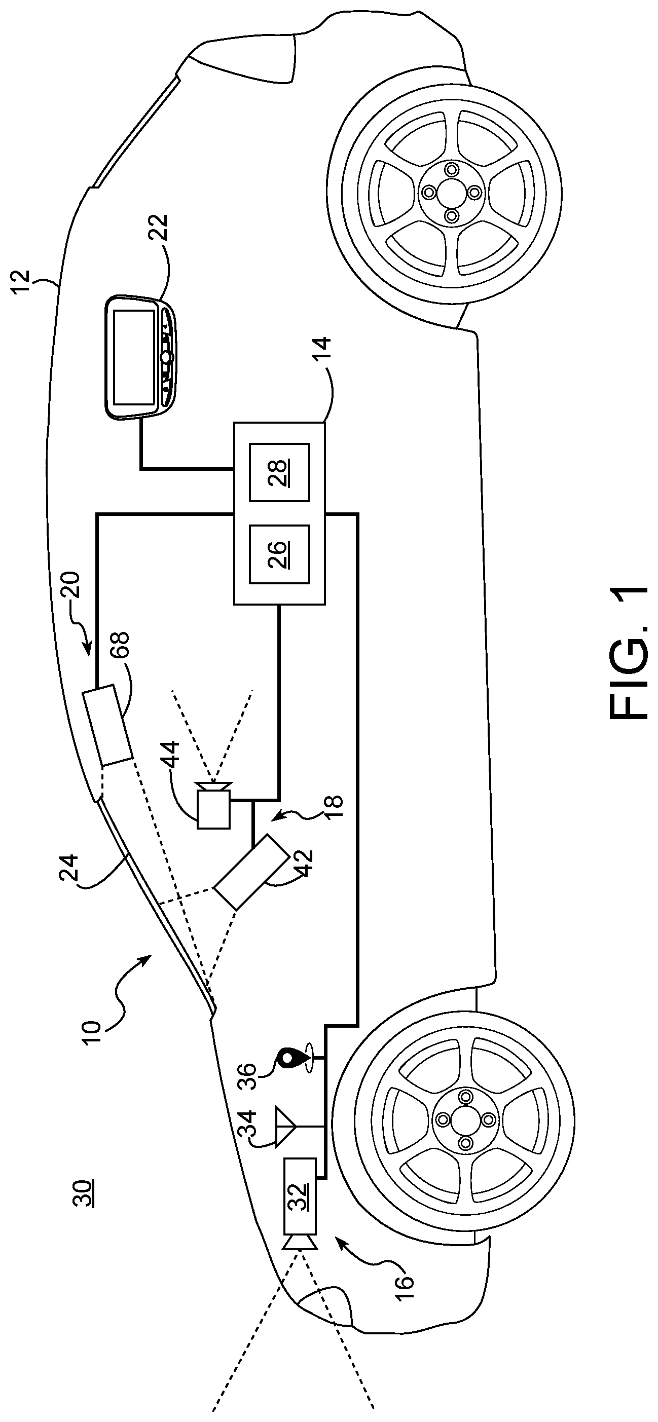 Patent US12092816 — Augmenting roadway markings and traffic signs for occupant awareness — Figure 1
