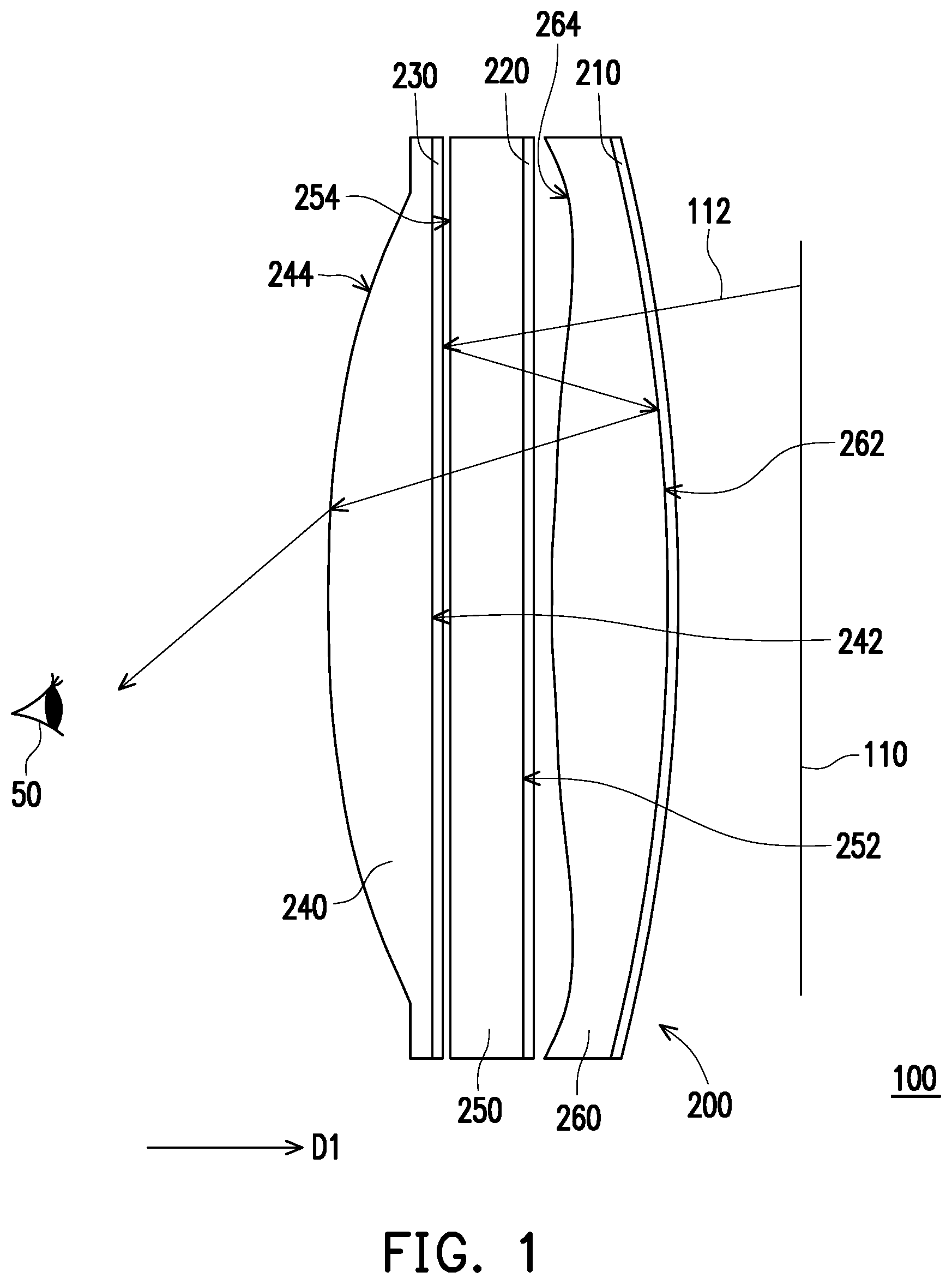Patent US12092827 — Lens of head-mounted display — Figure 1
