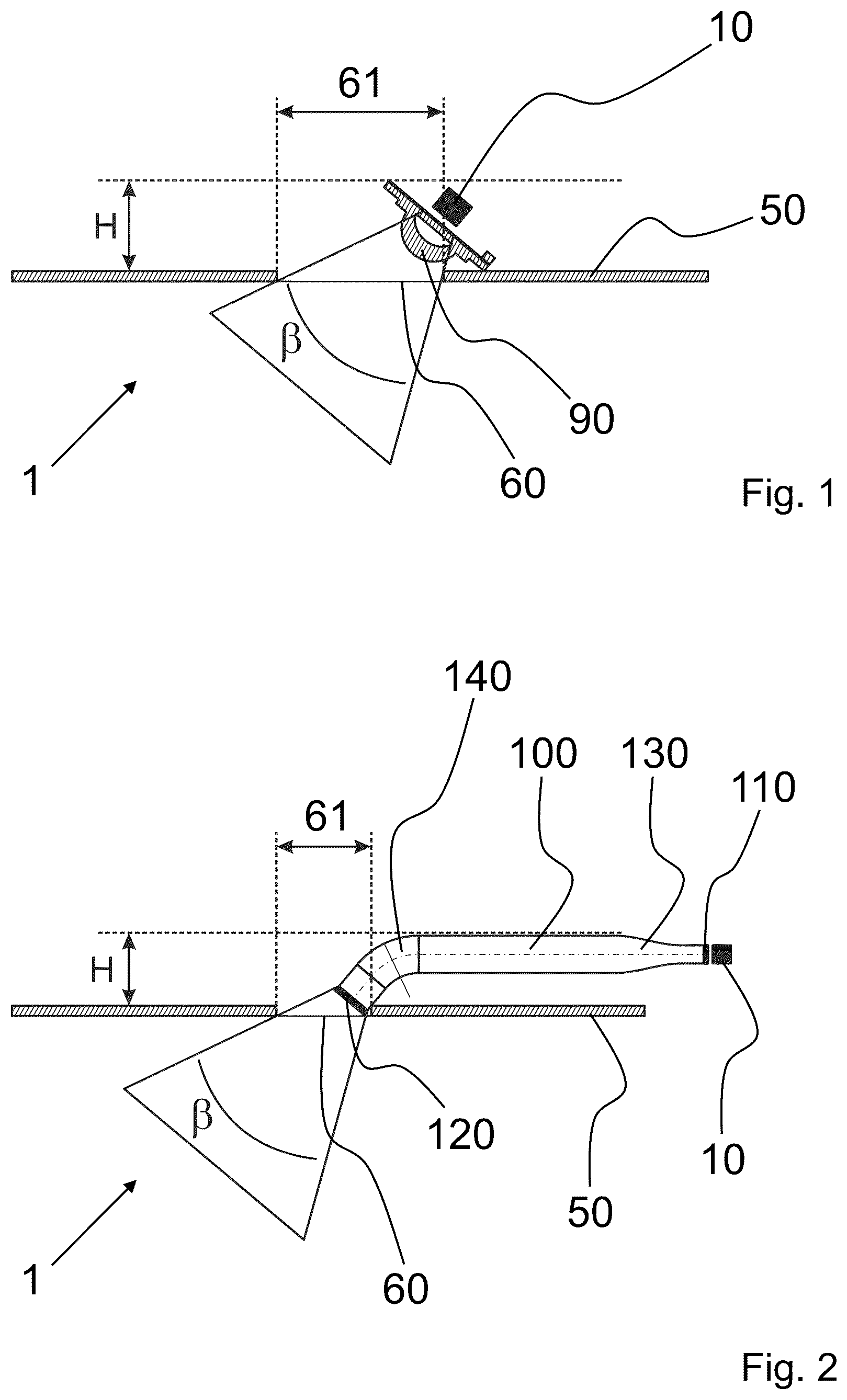 Patent US12092851 — Lighting device with a plurality of light guiding elements with increasing cross-sectional area to reduce divergency — Figure 1