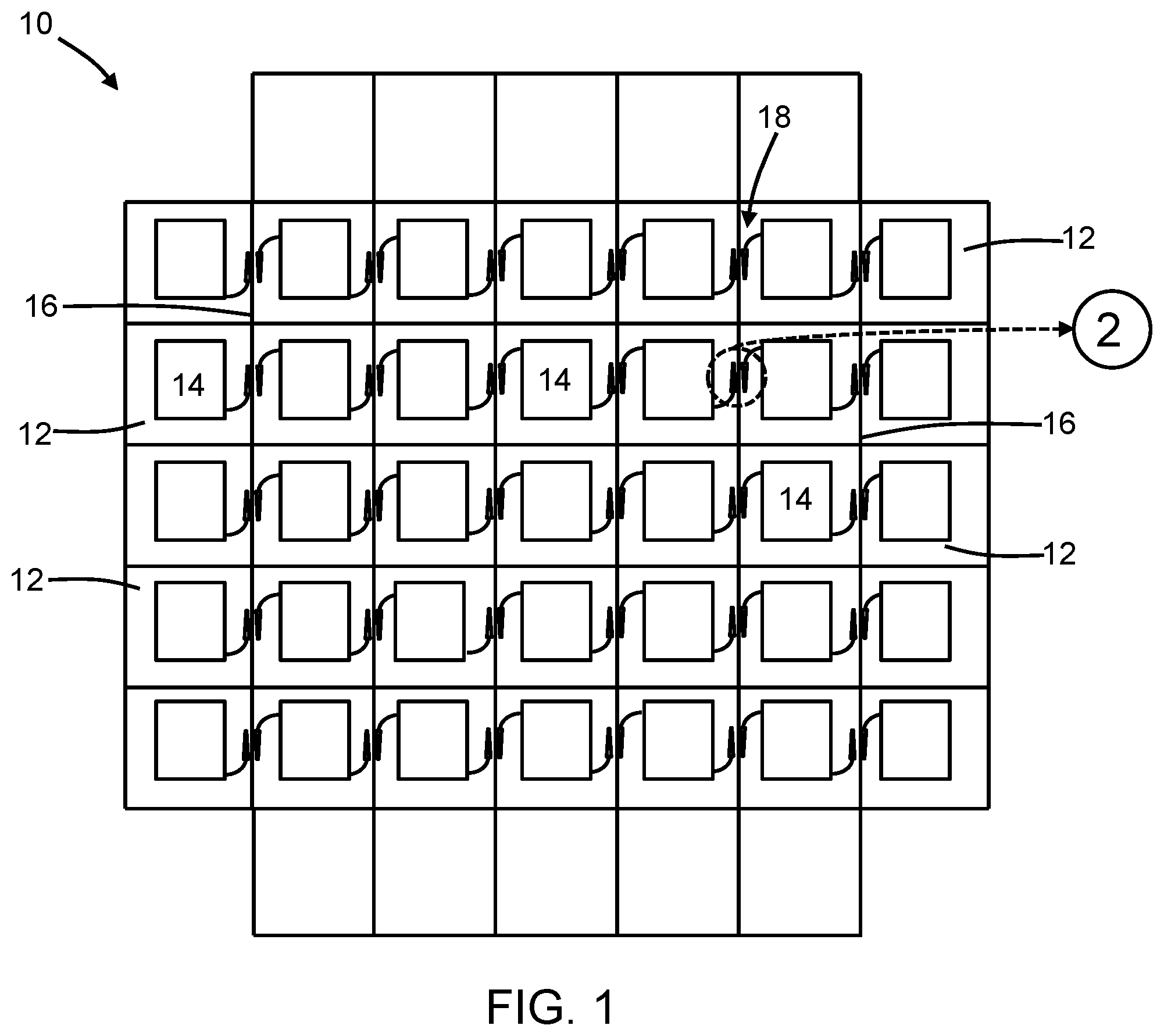 Patent US12092868 — Photonics chips with reticle stitching by side-by-side tapered sections — Figure 1