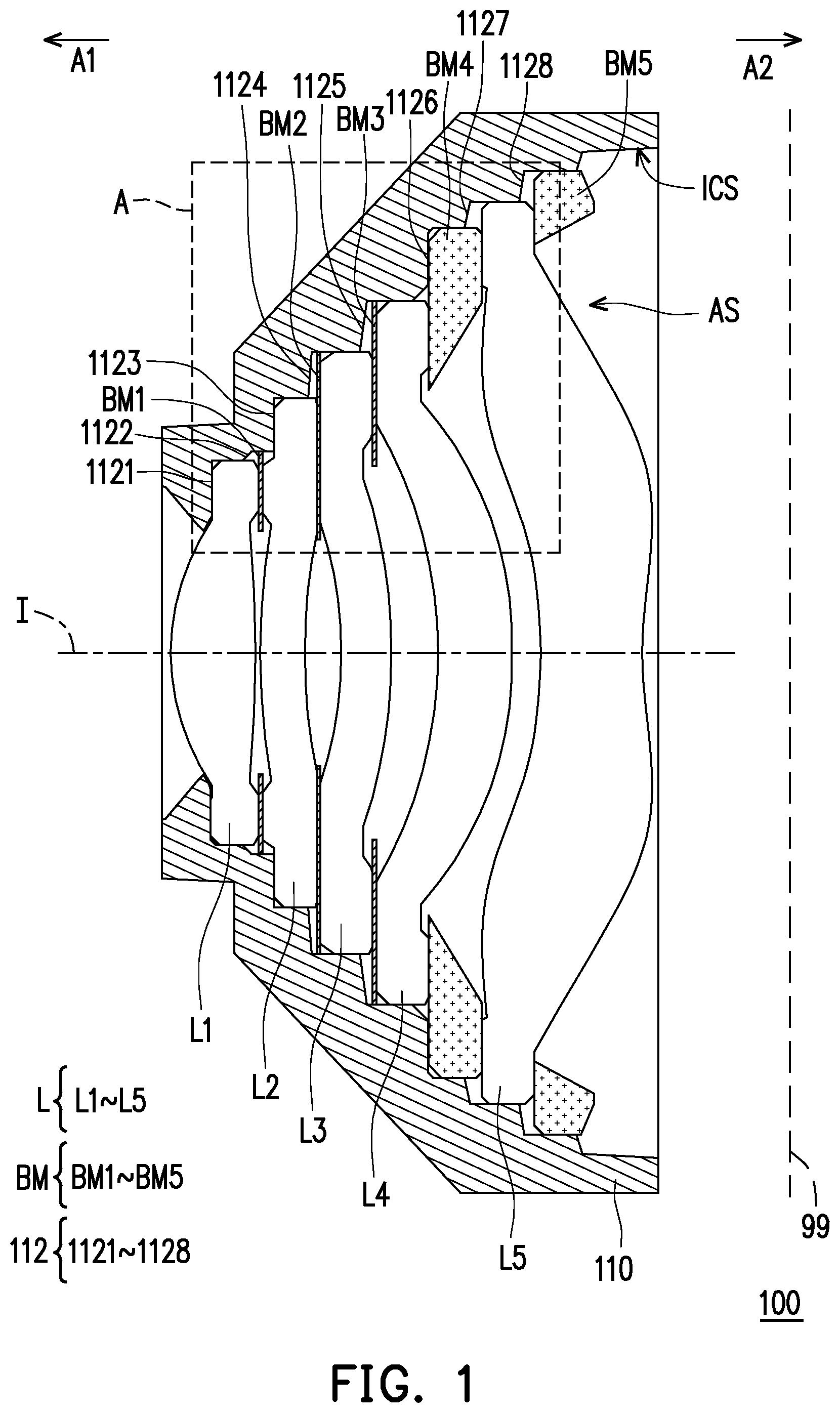 Patent US12092893 — Optical imaging lens — Figure 1