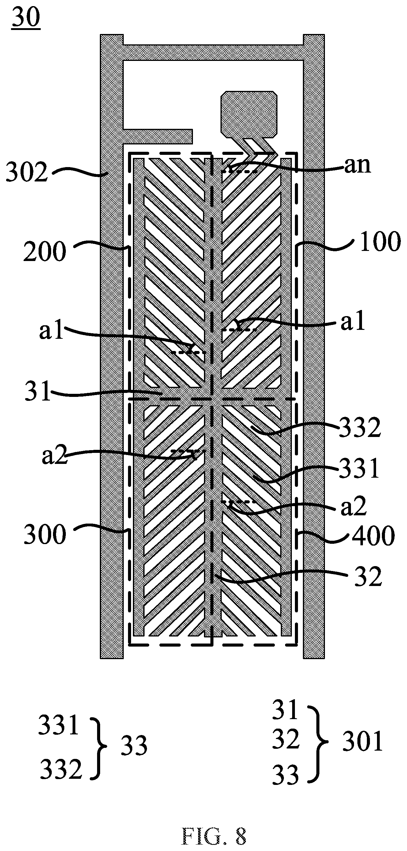 Patent US12092929 Figure 8 – Array substrate and liquid crystal display panel