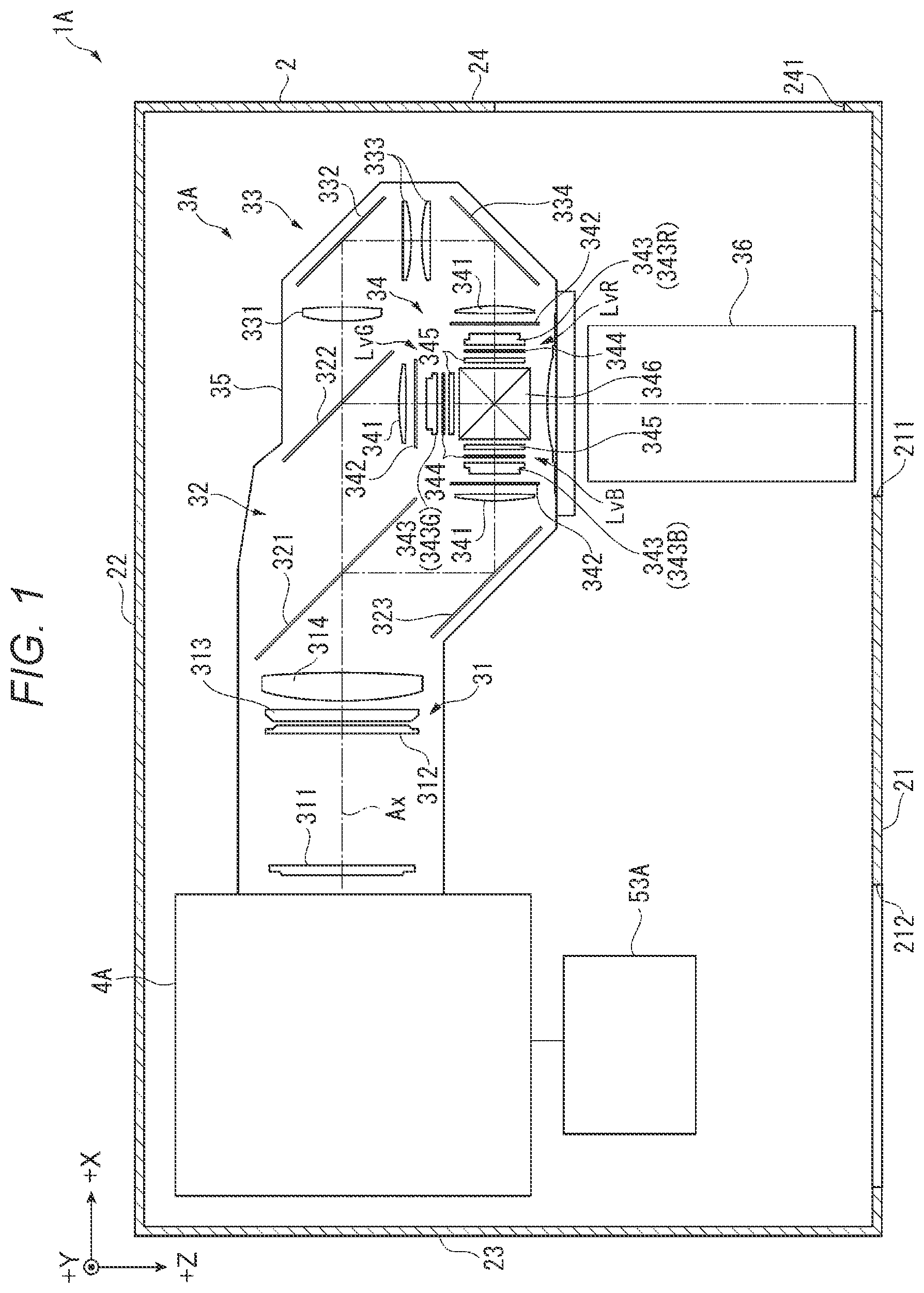 Patent US12092947 — Light source device and projector — Figure 1