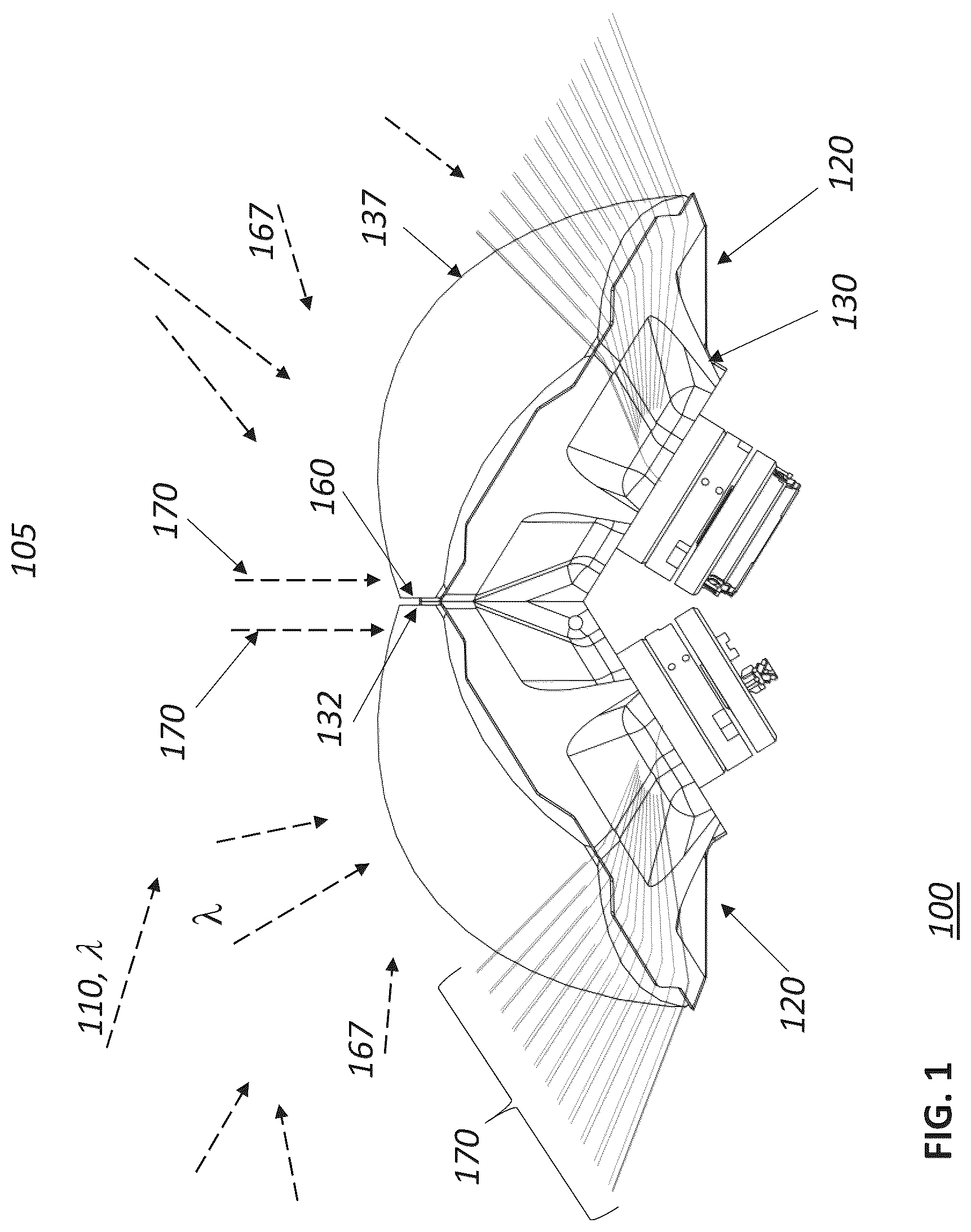 Patent US12092948 — Low parallax imaging system with an internal space frame — Figure 1