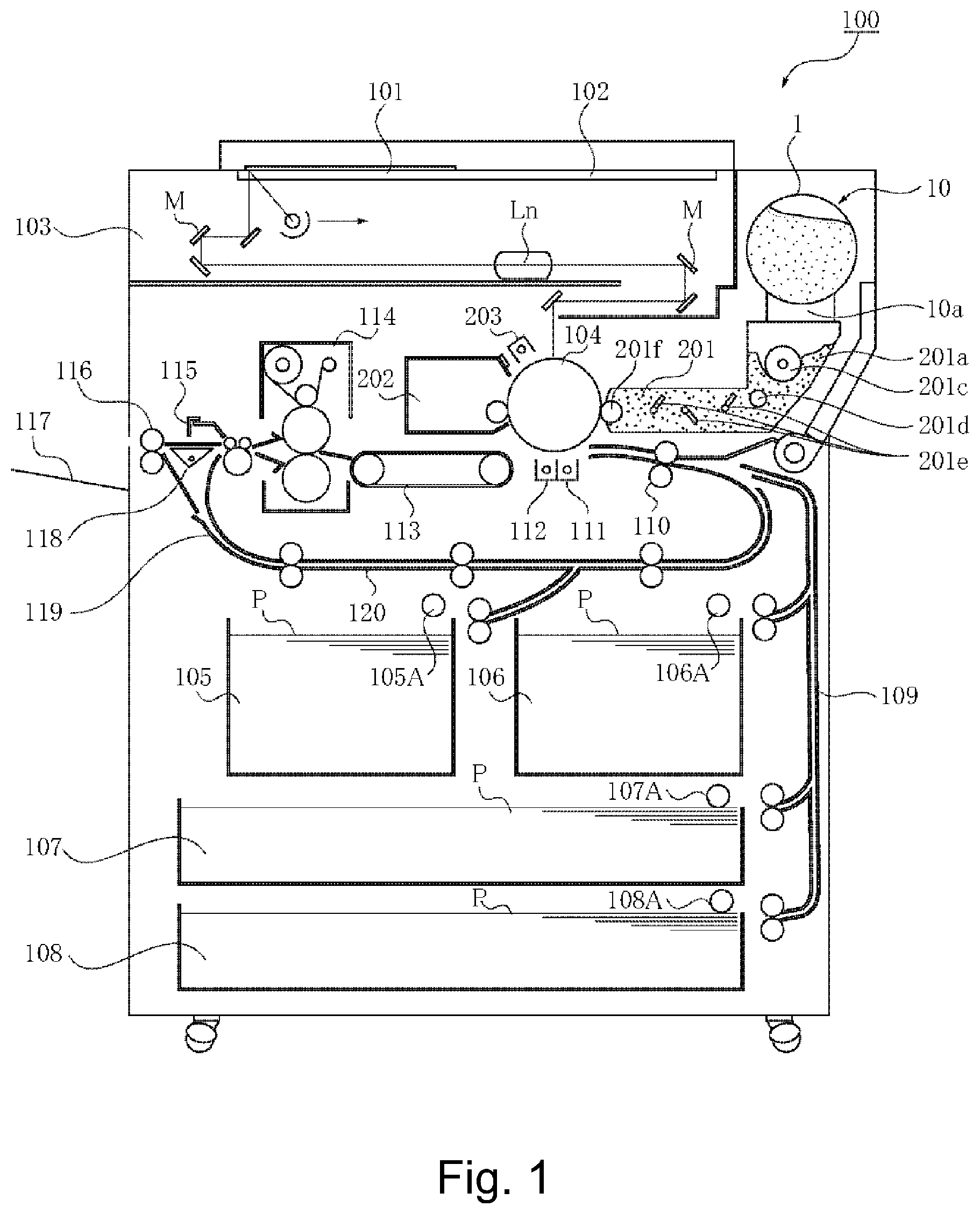 Patent US12092972 — Developer supply container and developer supplying system — Figure 1