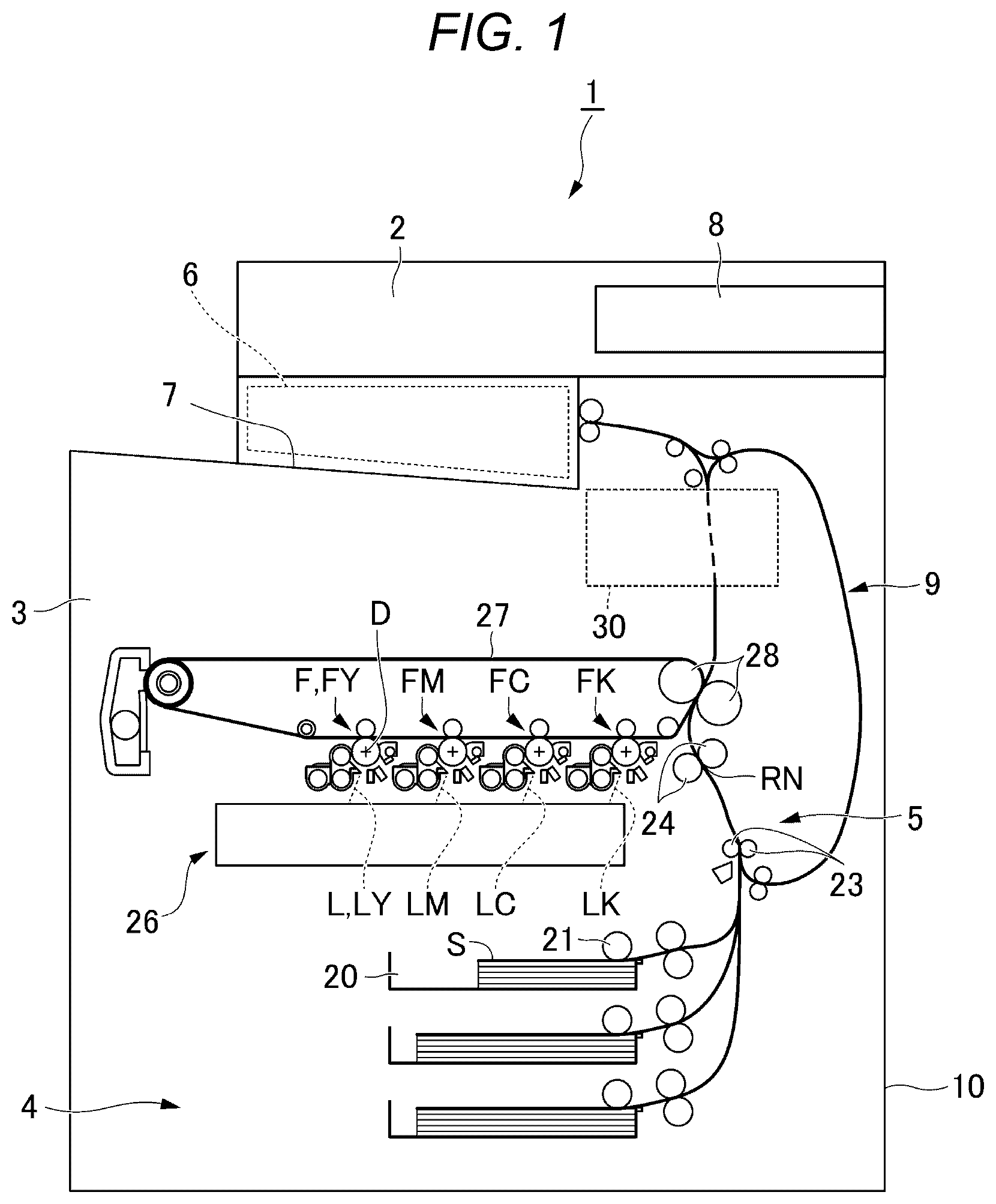 Patent US12092977 — Fixing device with contact portions having different contact areas — Figure 1