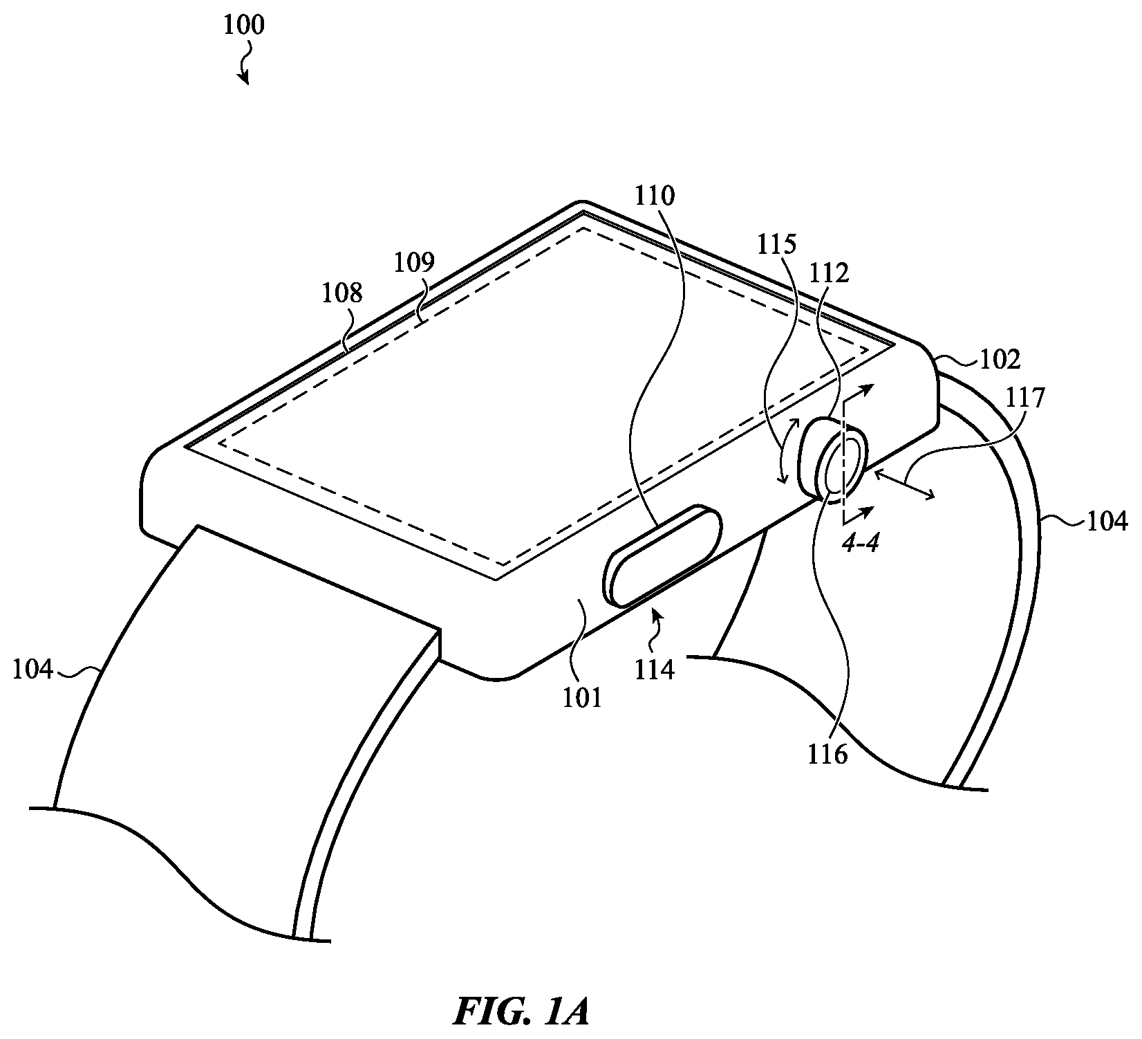 Patent US12092996 — Laser-based rotation sensor for a crown of an electronic watch — Figure 1