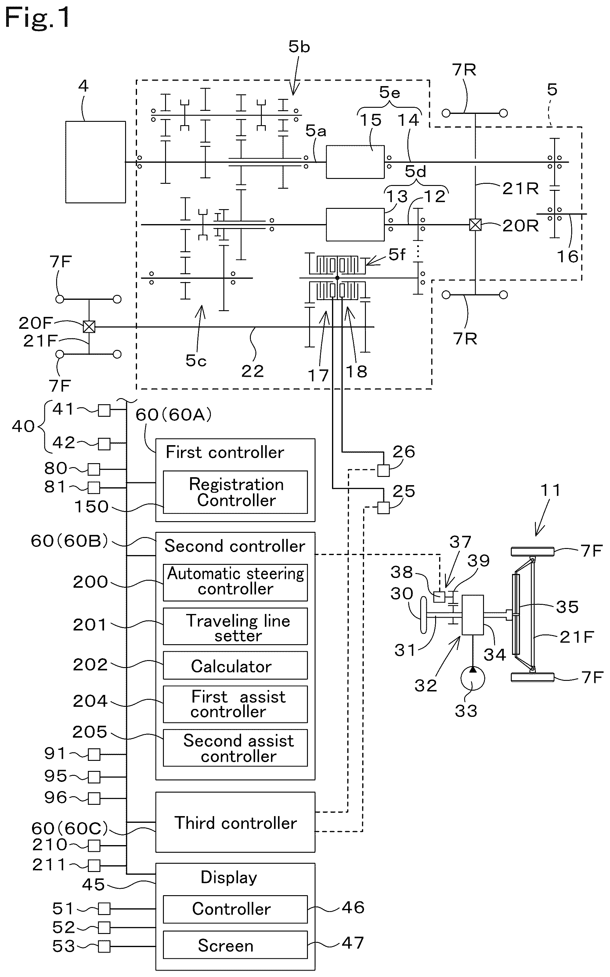 Patent US12096709 — Working vehicle including steering control — Figure 1