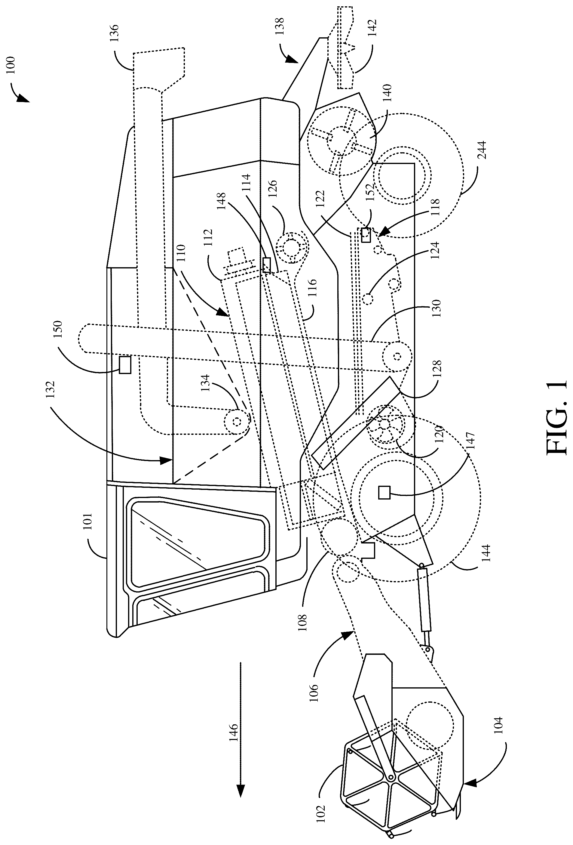 Patent US12096716 — Combine harvester control interface for operator and/or remote user — Figure 1