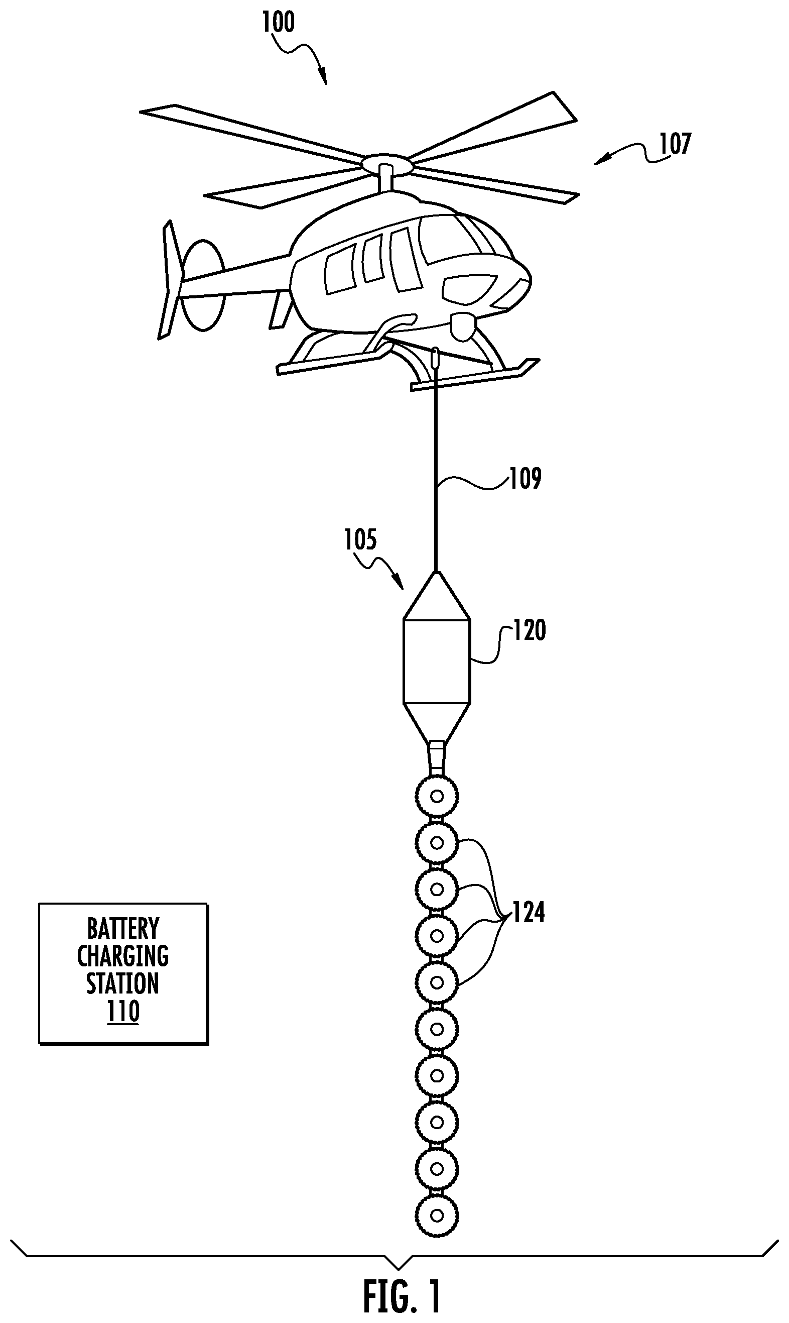 Patent US12096724 — Aerial tree trimming system and method including electric-powered aerial saw apparatus — Figure 1