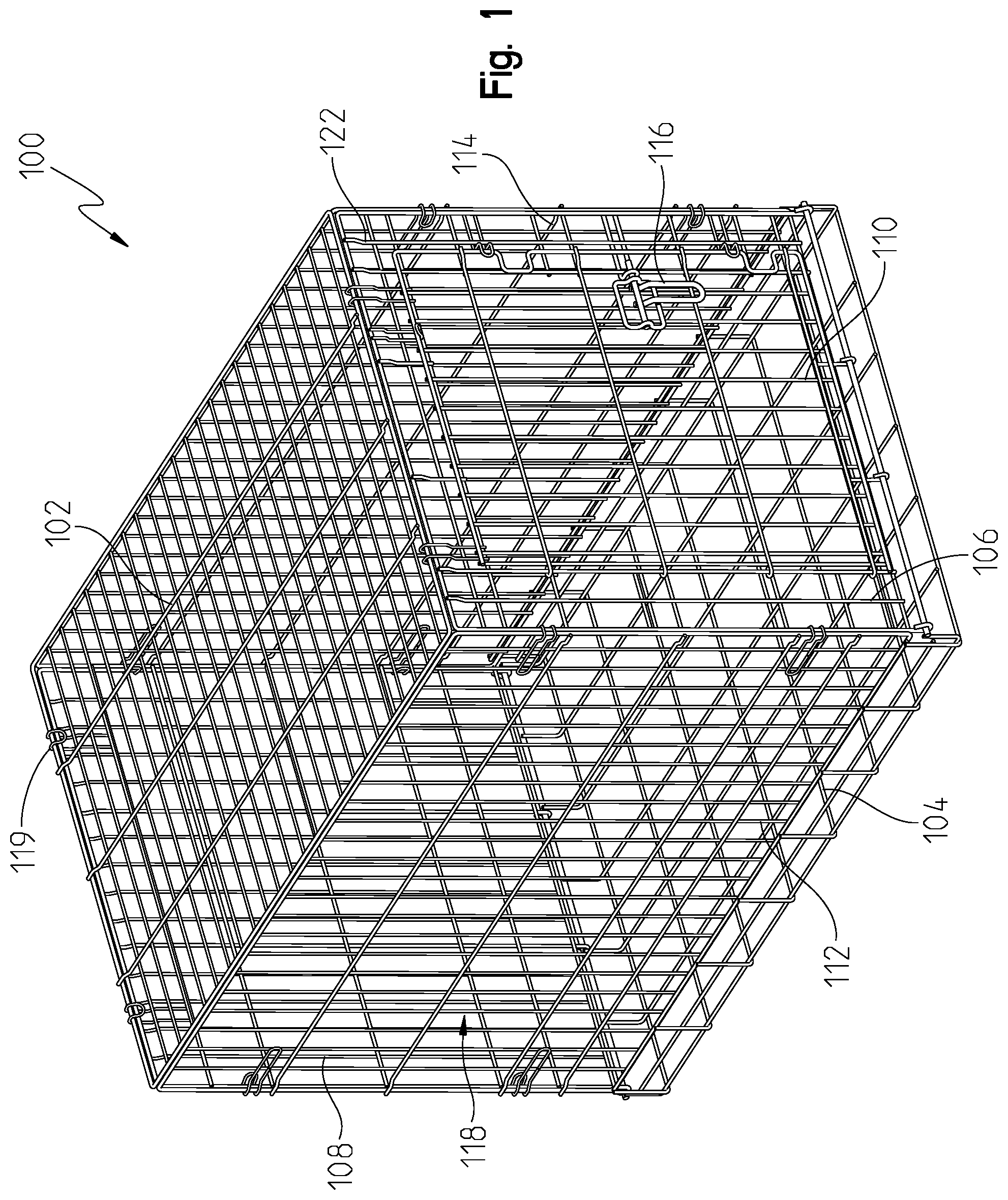 Patent US12096745 — Animal crate with swing or drop door assembly — Figure 1