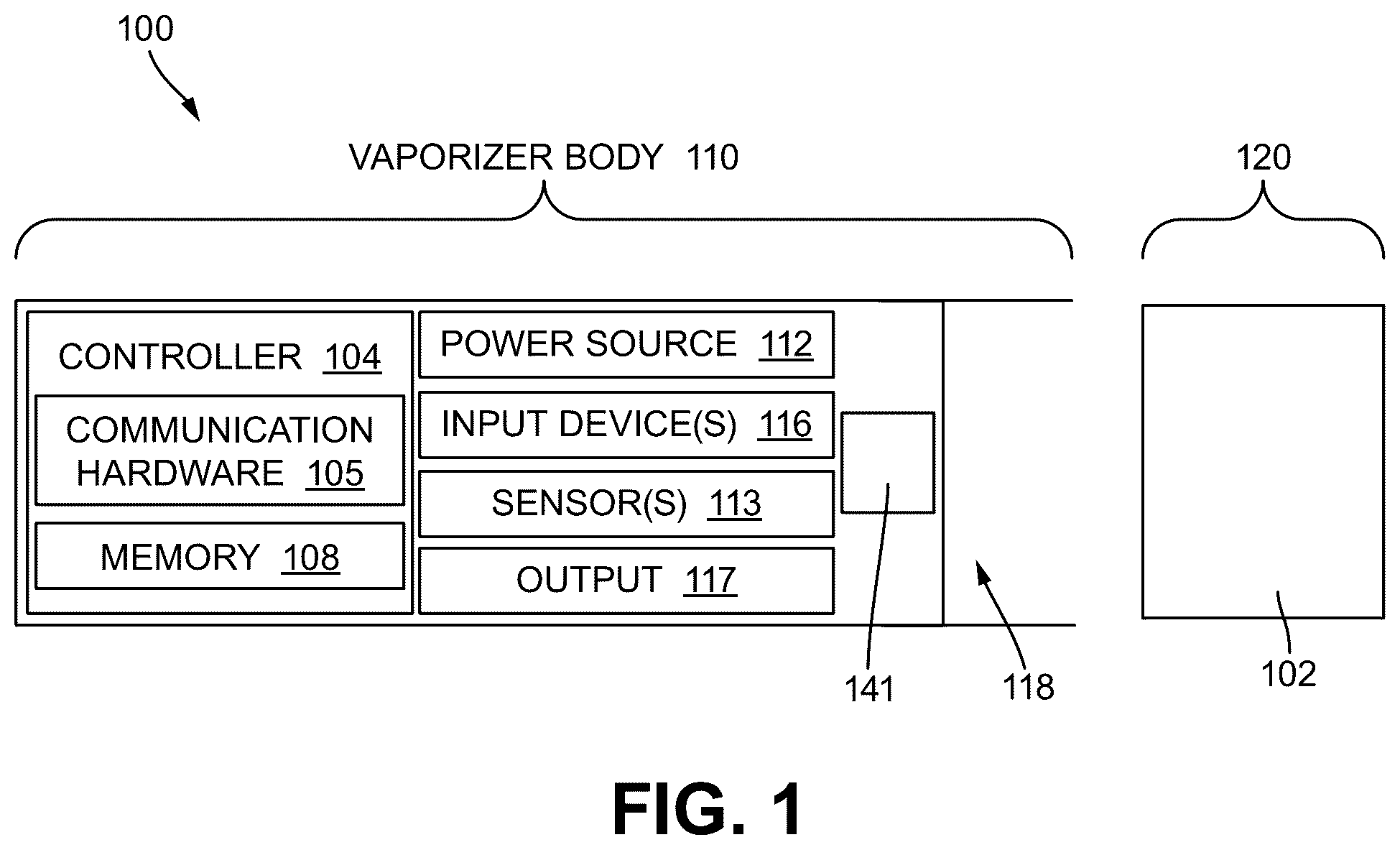 Patent US12096788 — Vaporizable material insert for vaporizer device — Figure 1