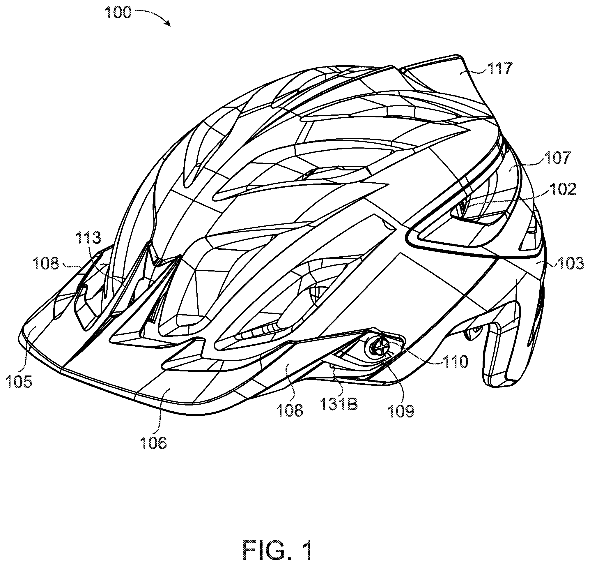 Patent US12096815 — Visor with multi-position locking system — Figure 1