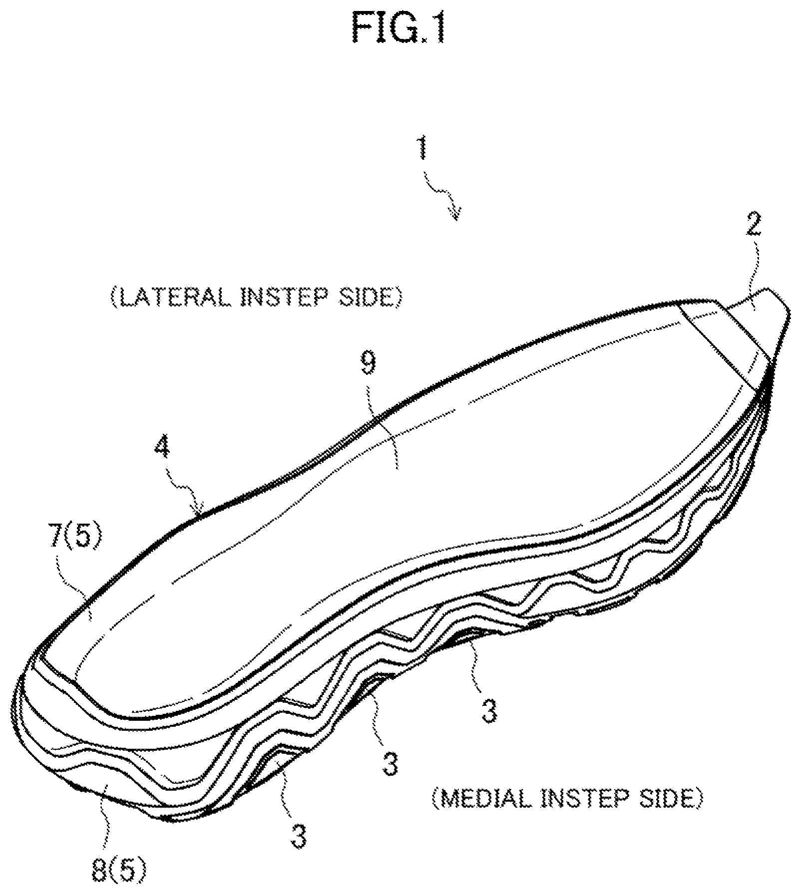 Patent US12096817 — Sole structure and shoes having the same — Figure 1