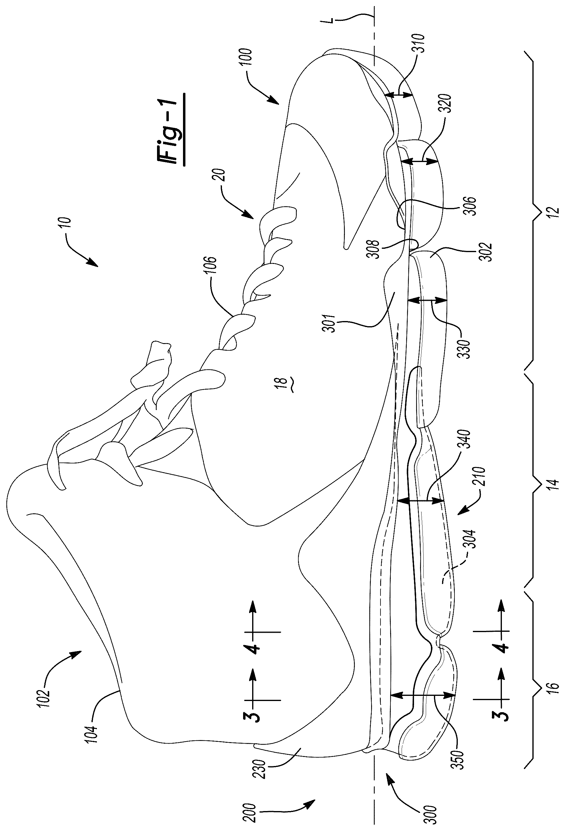 Patent US12096818 — Sole structure for article of footwear — Figure 1