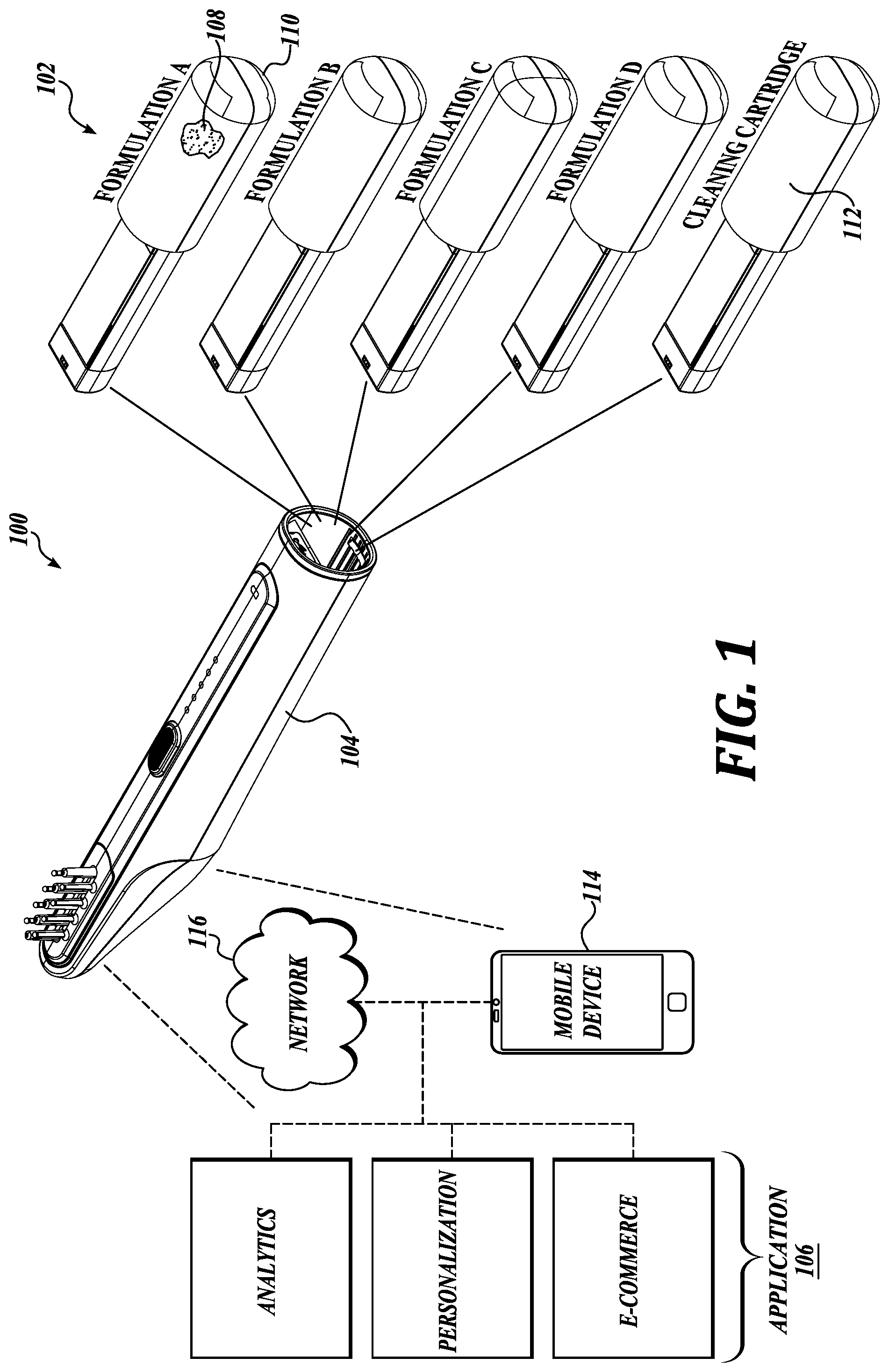 Patent US12096833 Figure 1 – Reusable cartridge systems, devices, and methods