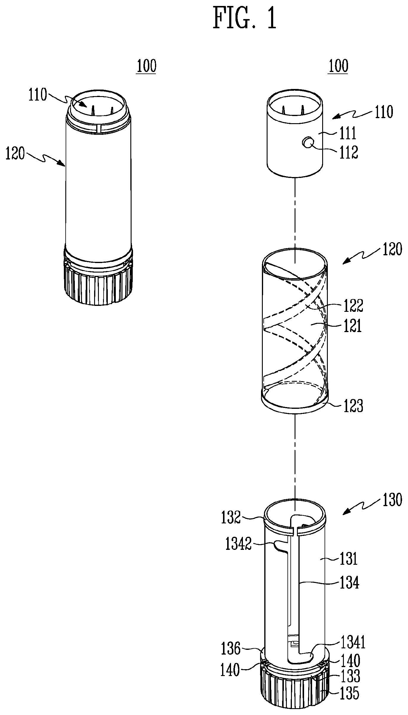 Patent US12096837 Figure 1 – Cosmetic container