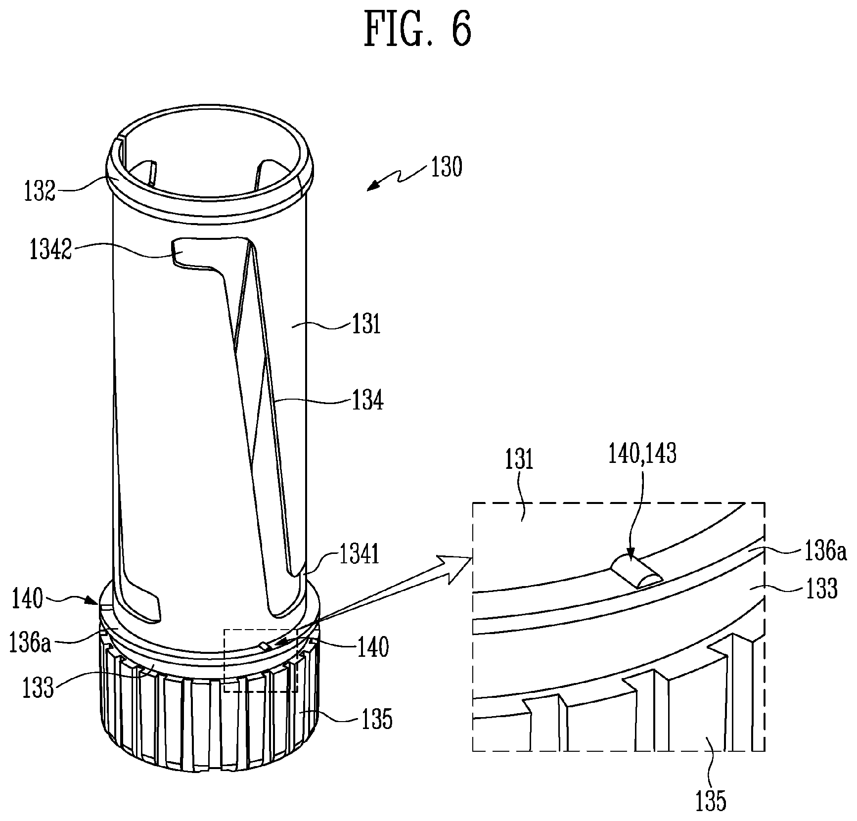 Patent US12096837 Figure 6 – Cosmetic container