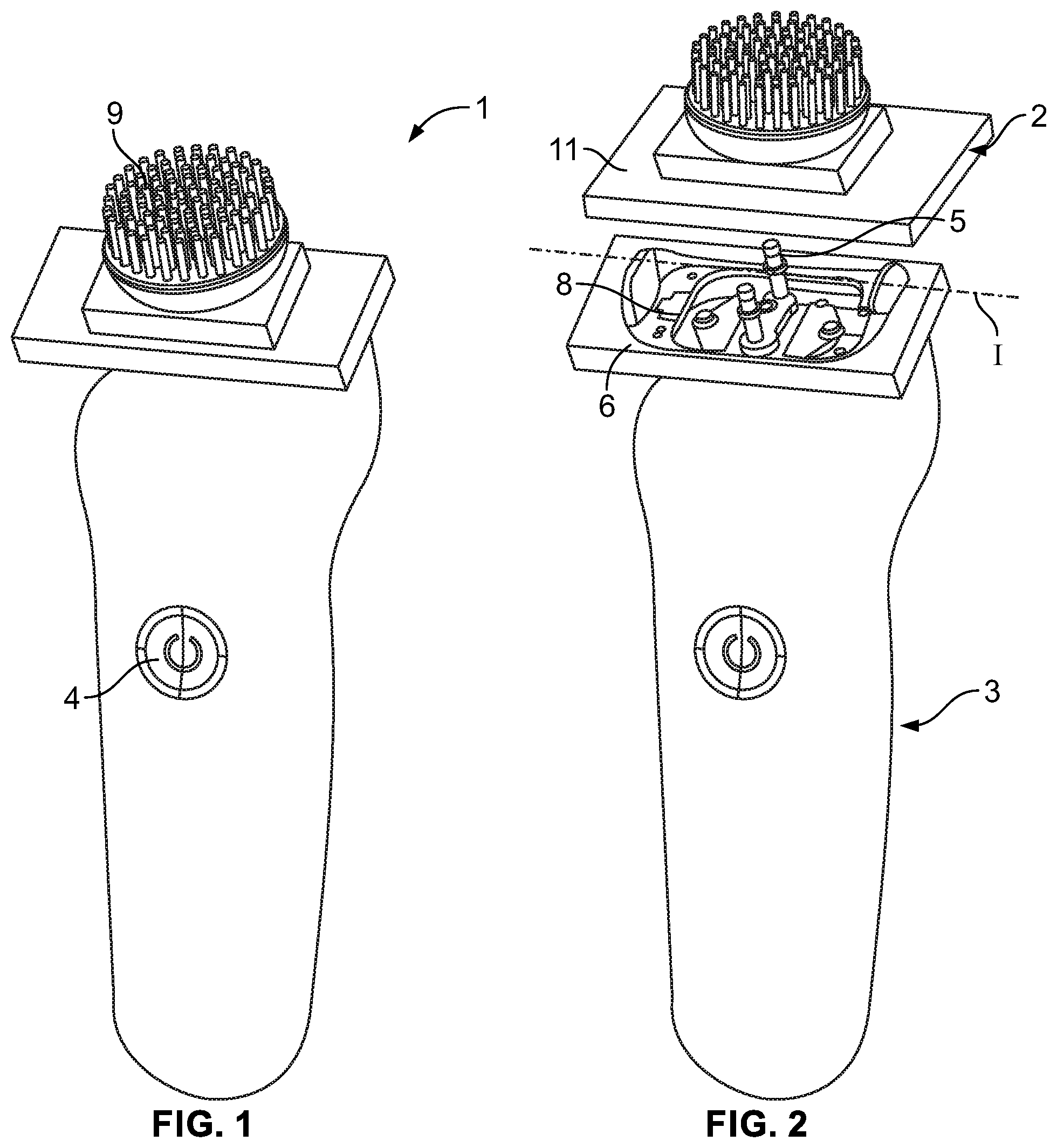 Patent US12096845 — Interface for attaching a brush to a skin treatment device — Figure 1