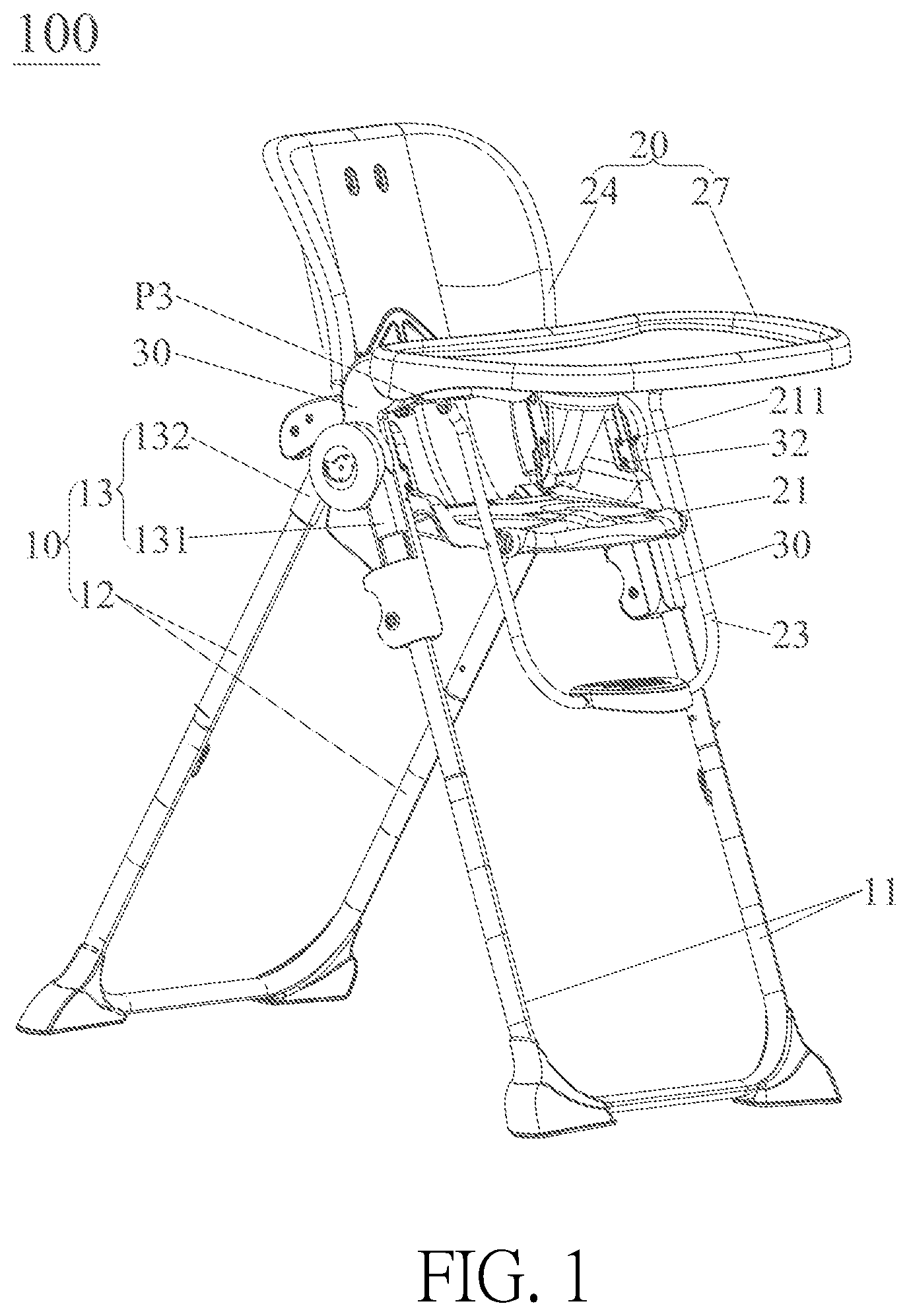 Patent US12096865 Figure 1 – Child carrier
